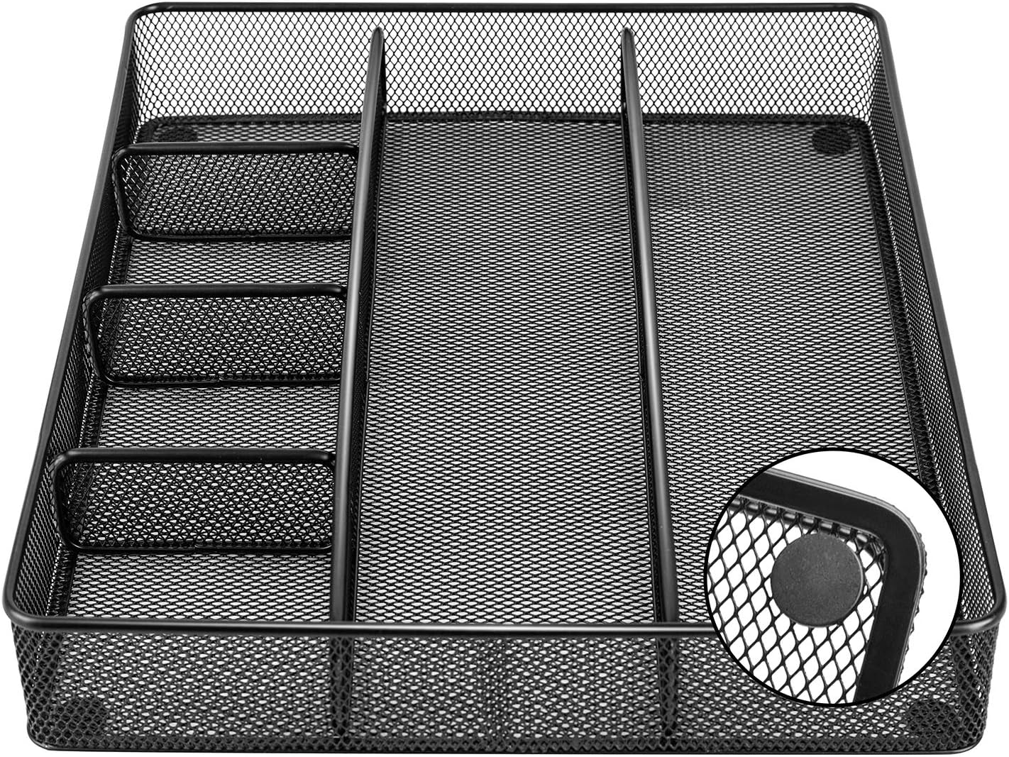 Amazon Basics Metal Mesh Desk Organizer with 6 Compartments, Anti-Slip