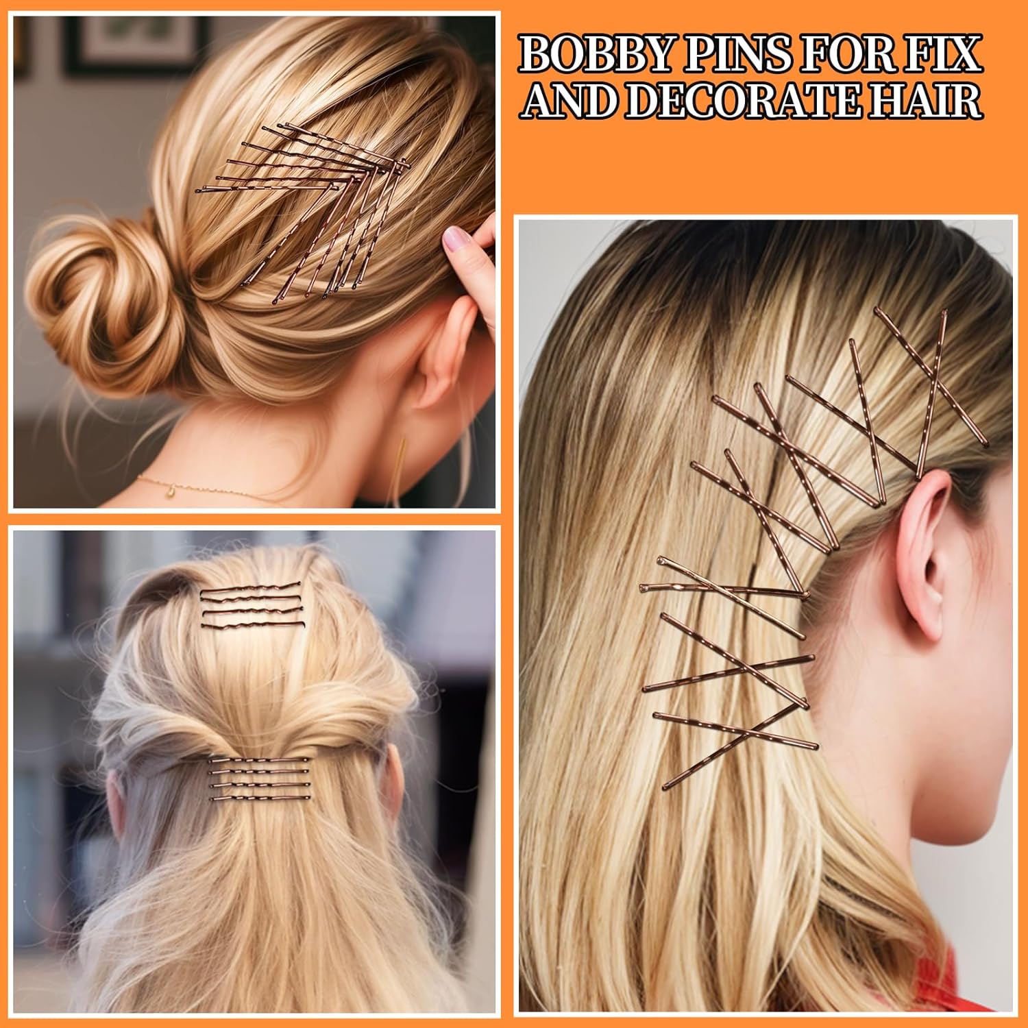 Teenitor 300pcs Bobby Pins Hair Pins Kit, 100 Hair Pin for Women 100 B