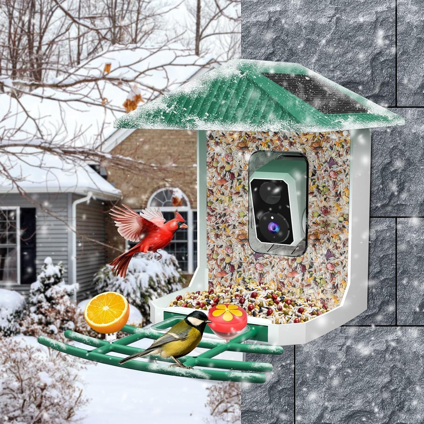 Uniter® 2.5K Smart Bird Feeder with Camera, 5G &2.4G Wifi, Solar Video Birds Feeder with AI Identify Birds Species, Live View, Capture Bird Video, Instant Arrival Alerts, Ideal Gift for Family,Parents