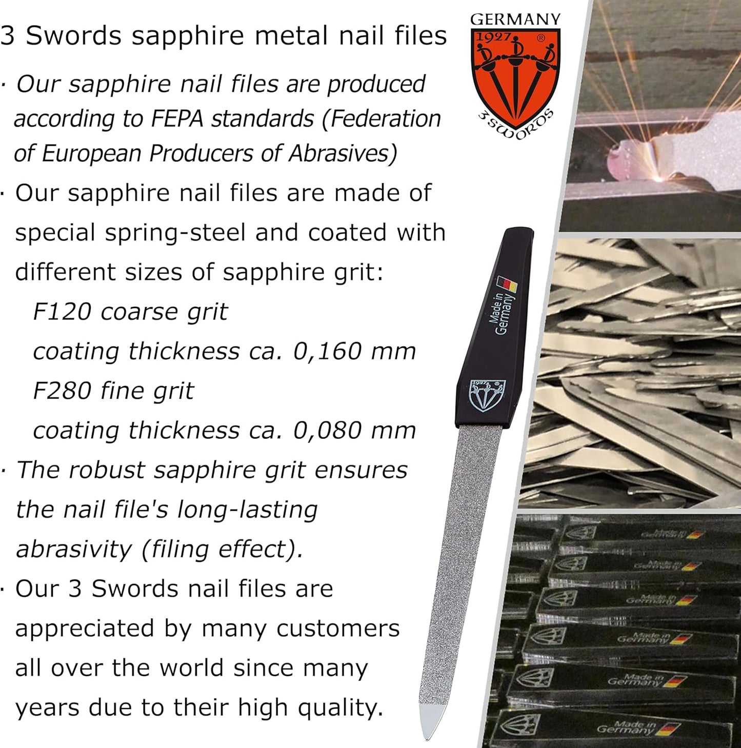 3 Swords Germany - Sapphire Metal Nail File Set 2 Pieces with 1 Piece 