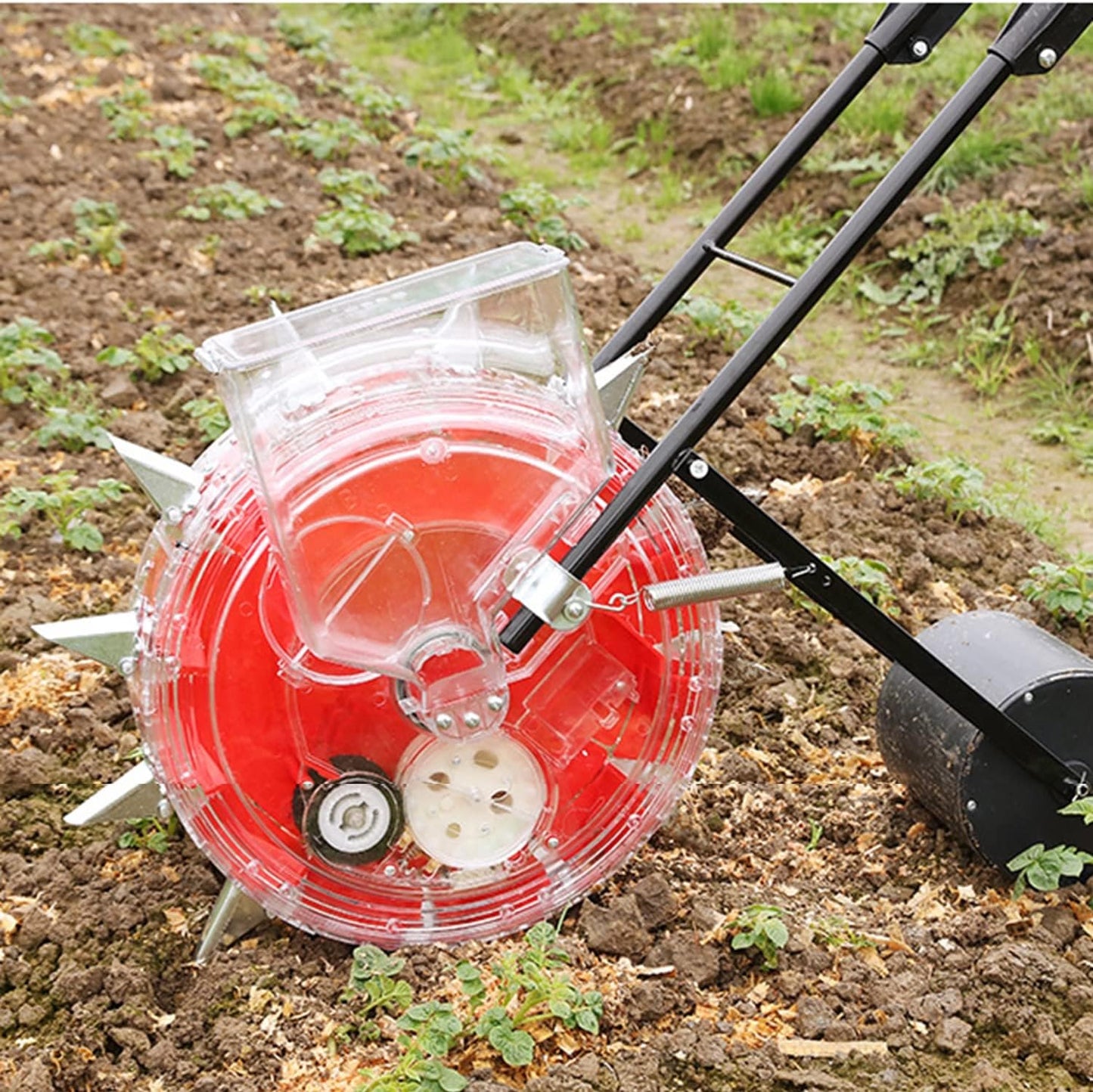 Manual Corn Seed Planter Tool, Handheld Push Seeder for Garden, 9-Hole Sowing Depth 3.5-7.8cm, Ideal for Backyard Farming & Vegetable Gardening