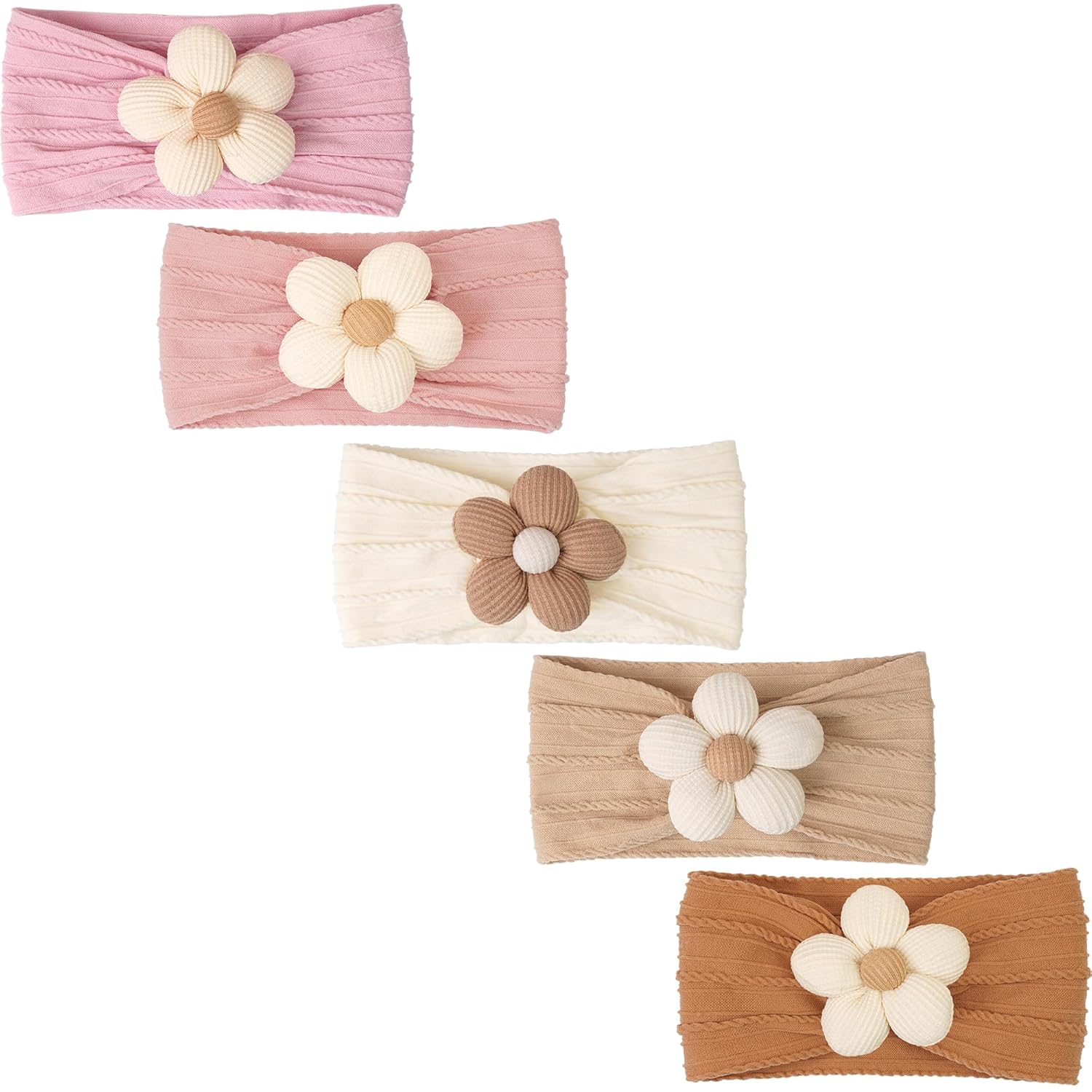 CÉLLOT 5 Pcs Baby Flower Headbands Baby Girls Nylon Headbands Soft Hai