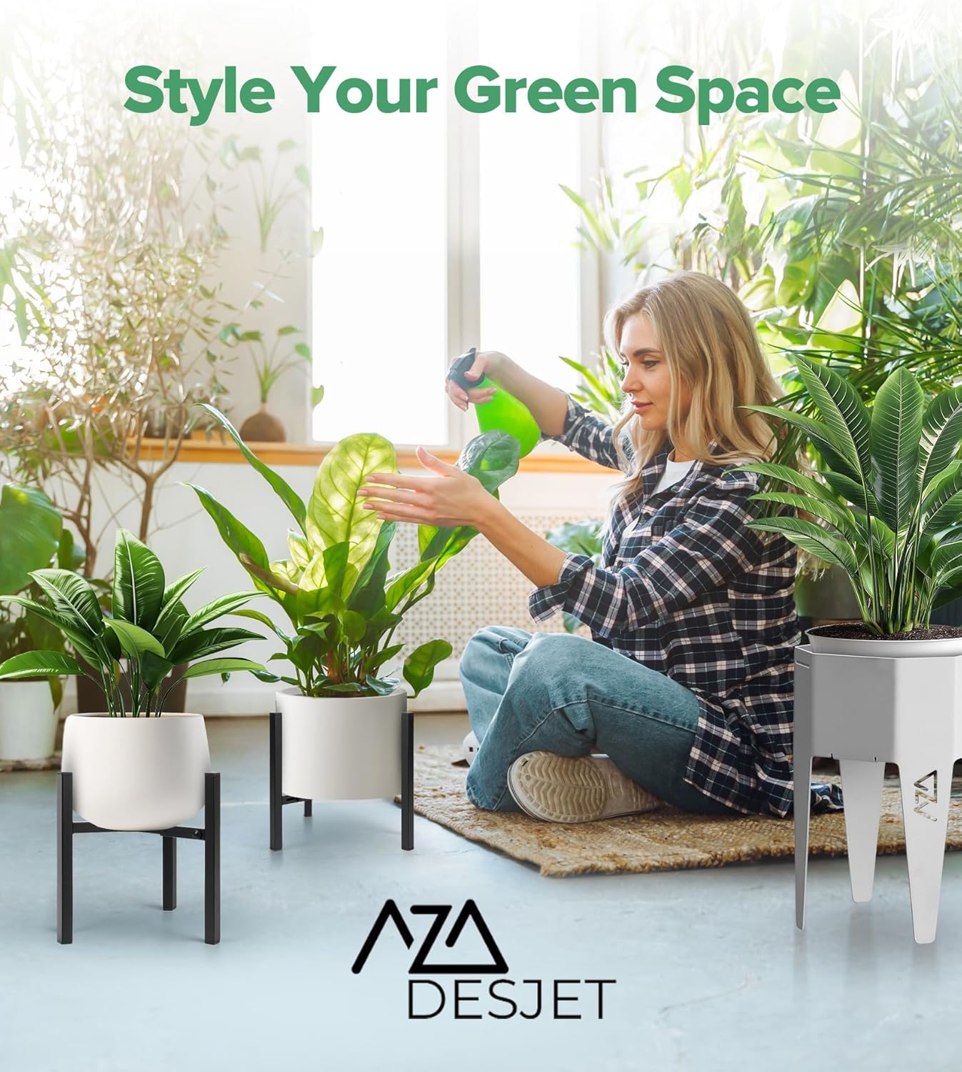 Plant Stand Indoor Adjustable, Metal Modern Indoor Plant Stand, Heavy 