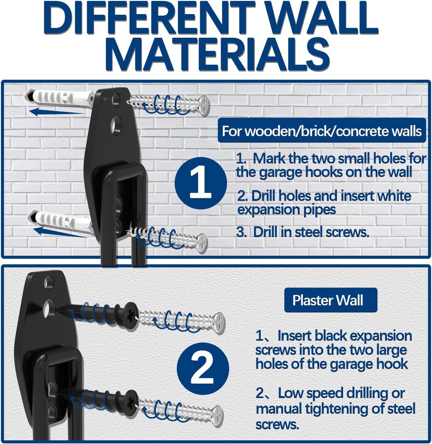 3-H Garage Wall Hooks 20 Pack, Garage Hooks Heavy Duty with Extra Weld