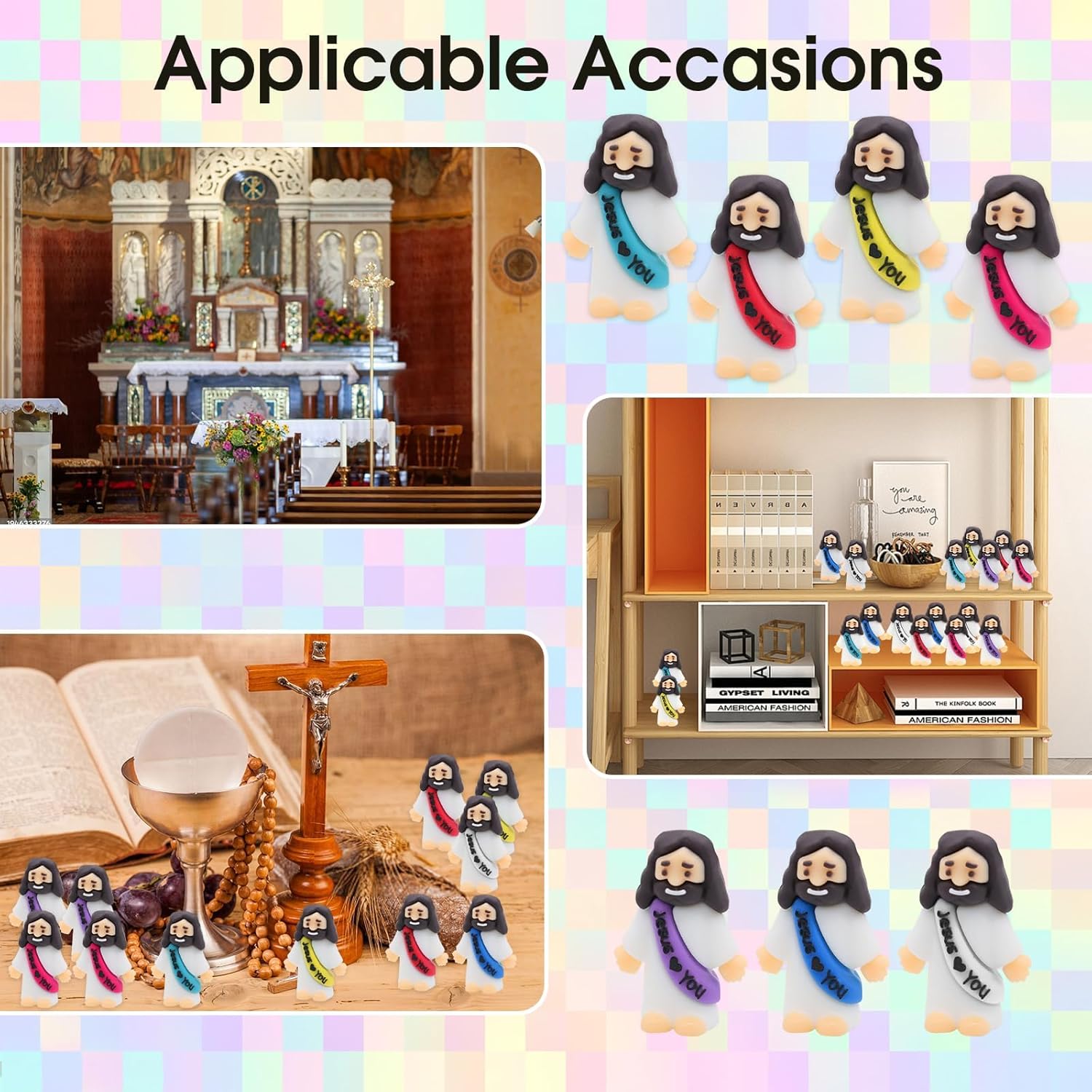 210 Pack Little Jesus Figurines in Bulk, Pocket Jesus Loves You, Jesus