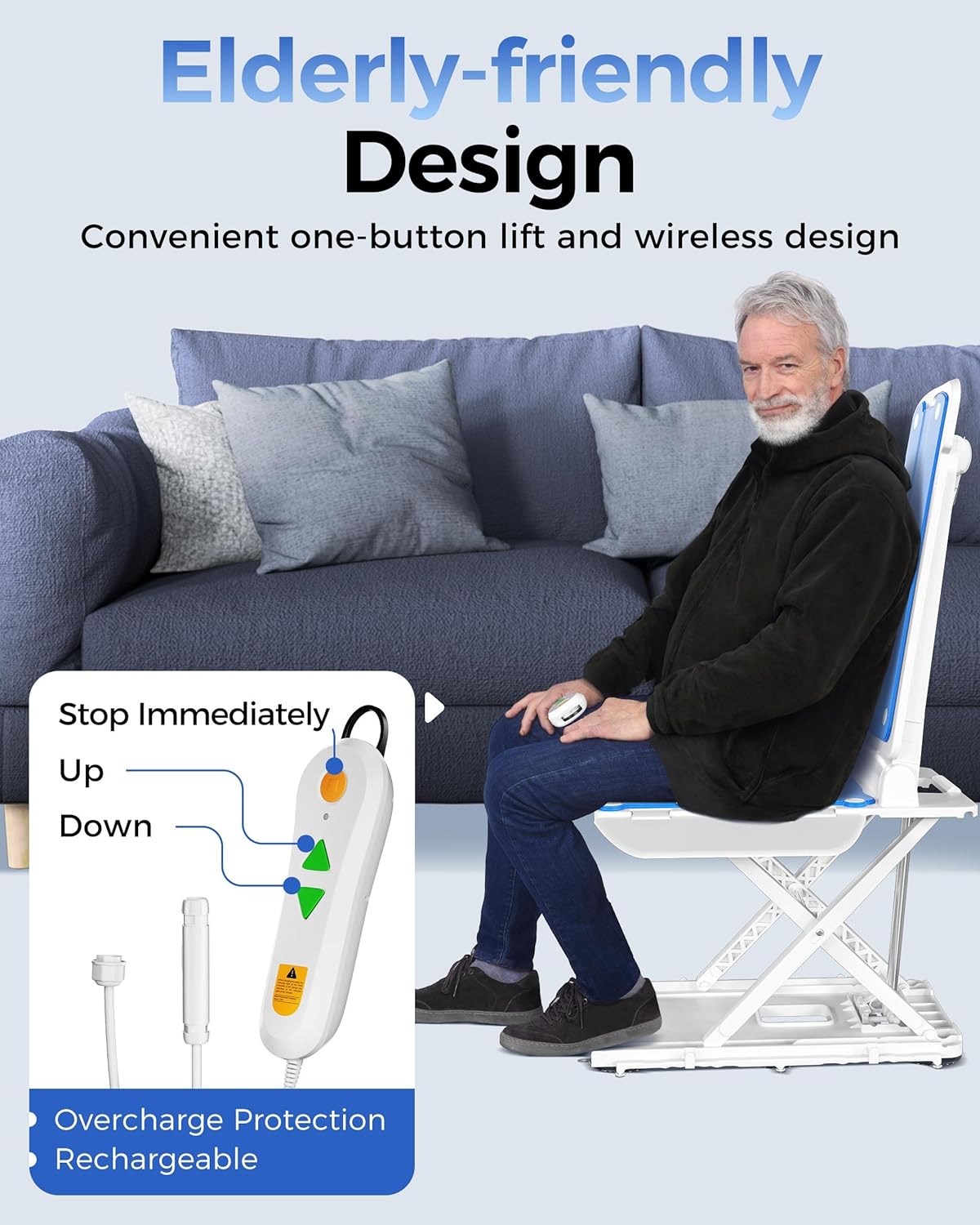 Electric Chair Lift - Floor Lift for Elderly Falls, Support Up to 308 