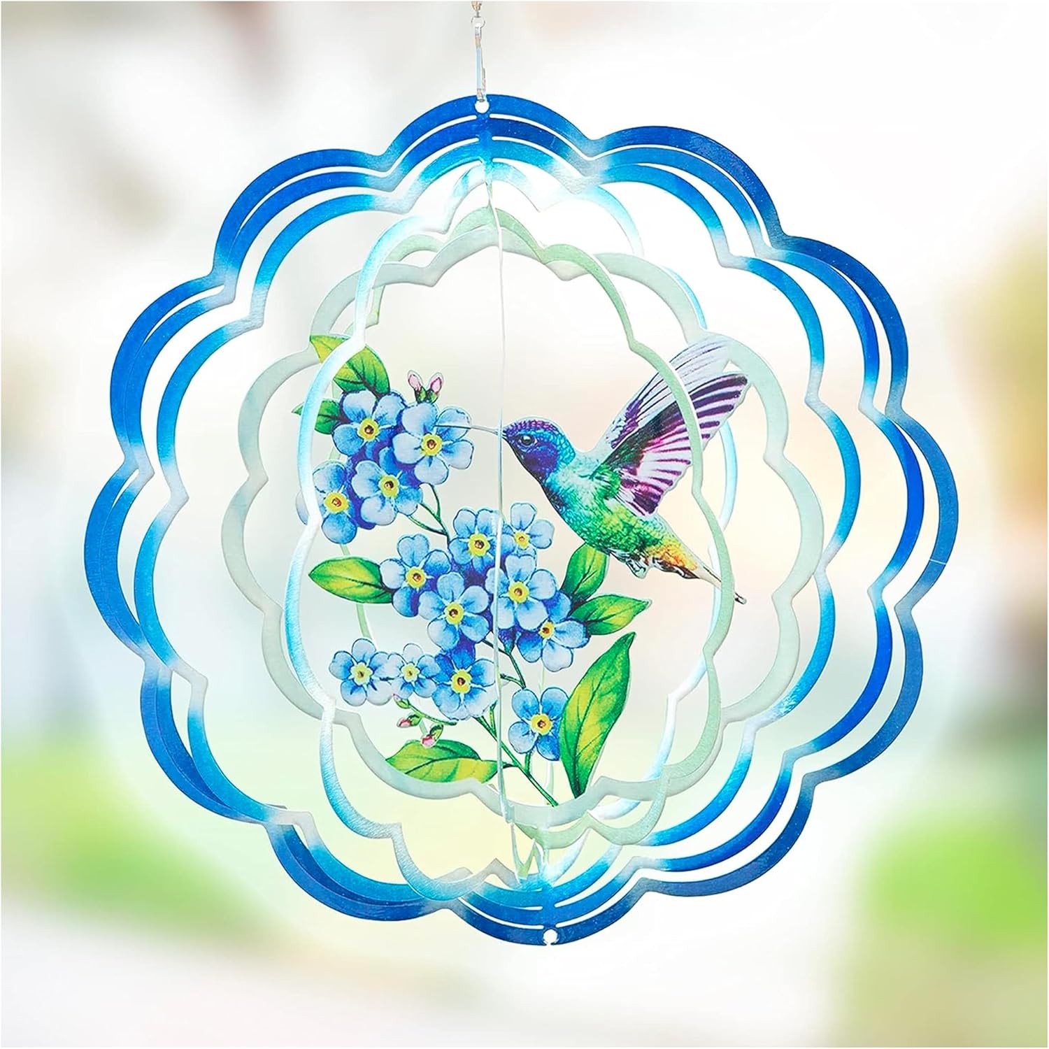 VP Home Floral Hummingbird Wind Spinner - Metal Outdoor Wind Spinners 