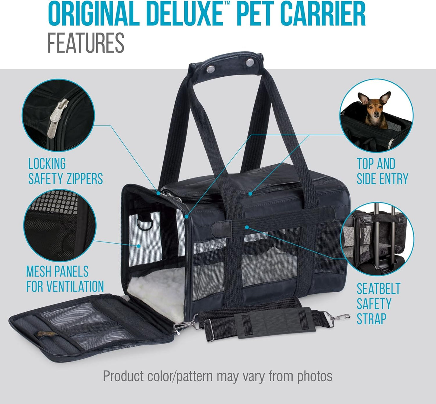 Sherpa Original Deluxe Travel Pet Carrier, Airline Approved - Black, L