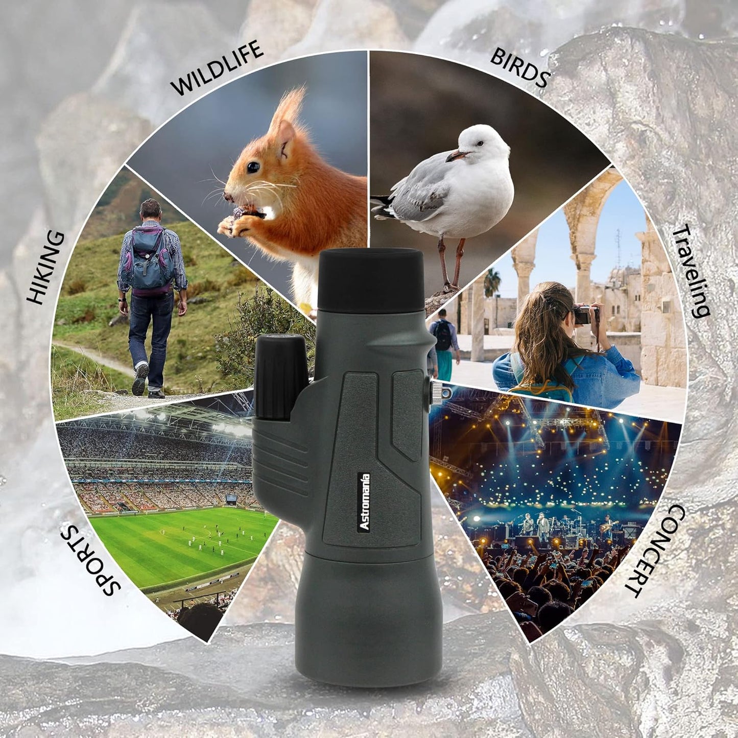 Astromania 10X50 BAK4 High Power Prism Monoculars, Waterproof, Compact Handheld Monoscope for Bird Watching, Sporting Events, Traveling Gifts for Men
