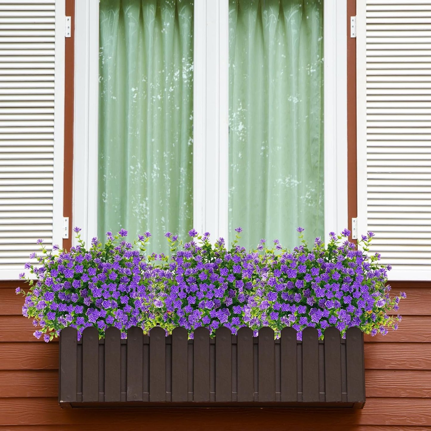 Outdoor Artificial Plants, 20 PCS Artificial Flowers, UV Resistant Fake Flowers,Faux Flowers for Outdoor Garden Porch Yard Decor,Bluish Violet
