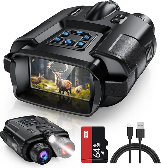 4K Night Vision Goggles for Adults, 2000FT Infrared Night Vision Binoculars with Tactical Light, 8X Digital Zoom for Outdoor, Camping and Travel