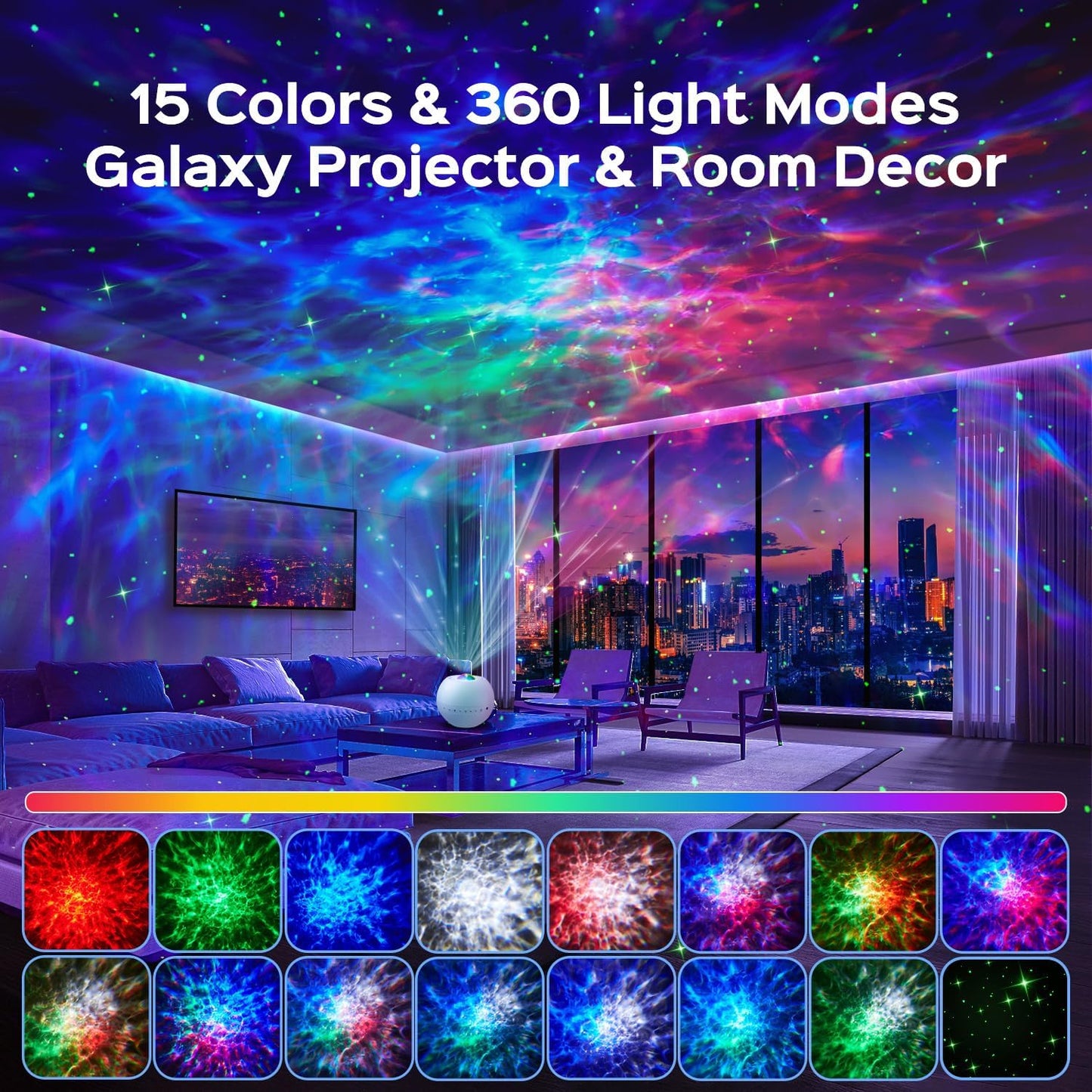 One Fire Galaxy Projector Star Projector Night Light Projector 360 Effects Northern Lights Lava Lamp 15 White Noise Room Lights Room Decor Bluetooth Teen Girl Gifts for Boys Gift Ideas Birthday Gifts