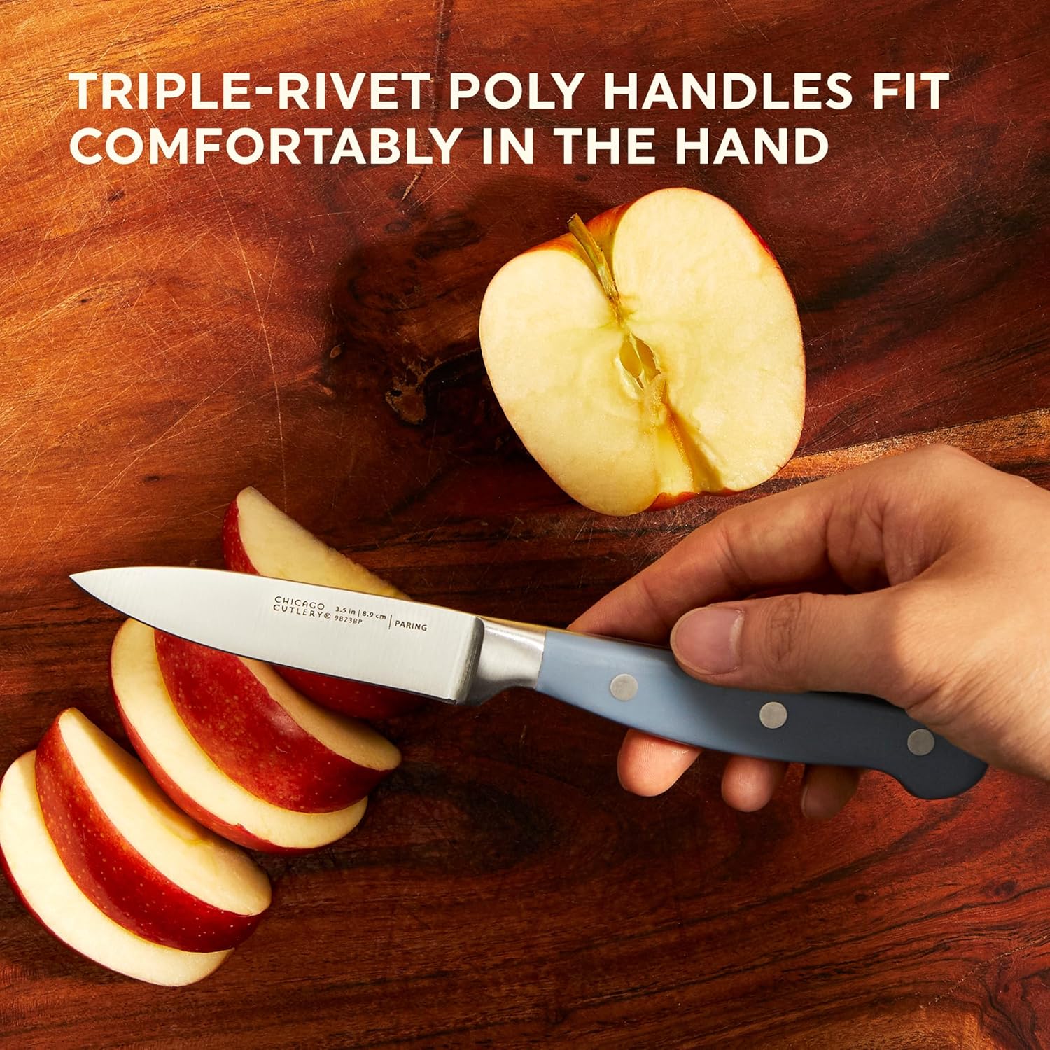 Chicago Cutlery Halsted (3-PC) Cutlery & Wooden Block Set, Ergonomic H