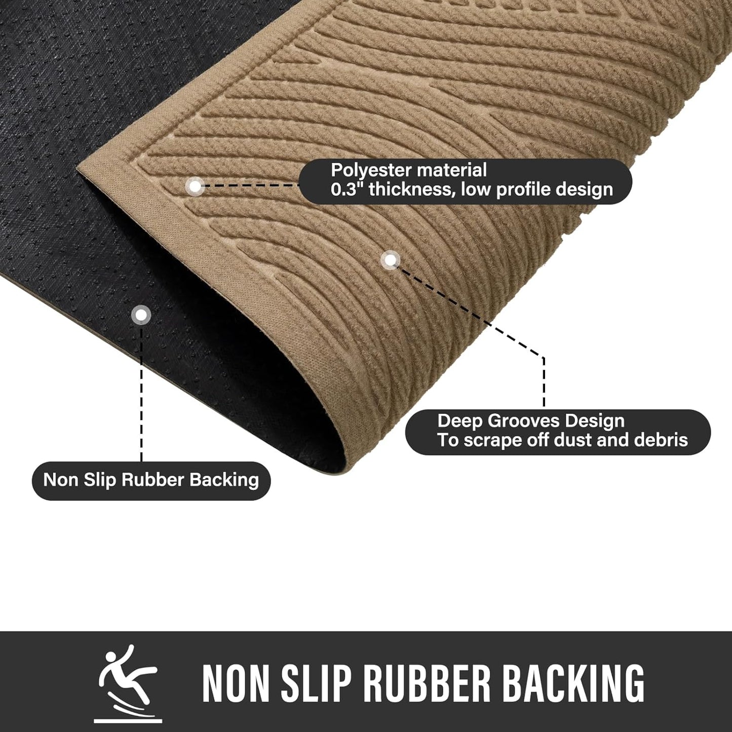 Sturdy Front Door Mat, Absorbent Muddy Dirt Resist Welcome Door Mats O