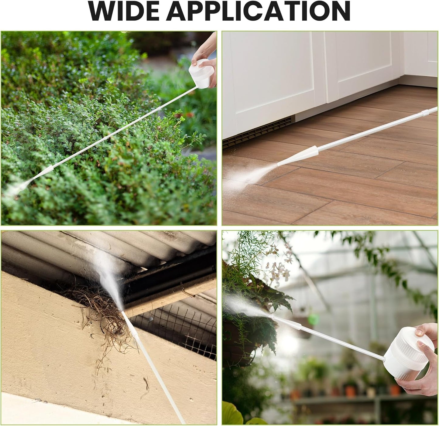 Diatomaceous Earth Powder Duster with 12" to 36" Extended Reach, Diatomaceous Earth Powder Applicator for Pest Control, Sprayer for Home, Lawn & Hard to Reach Areas (White)