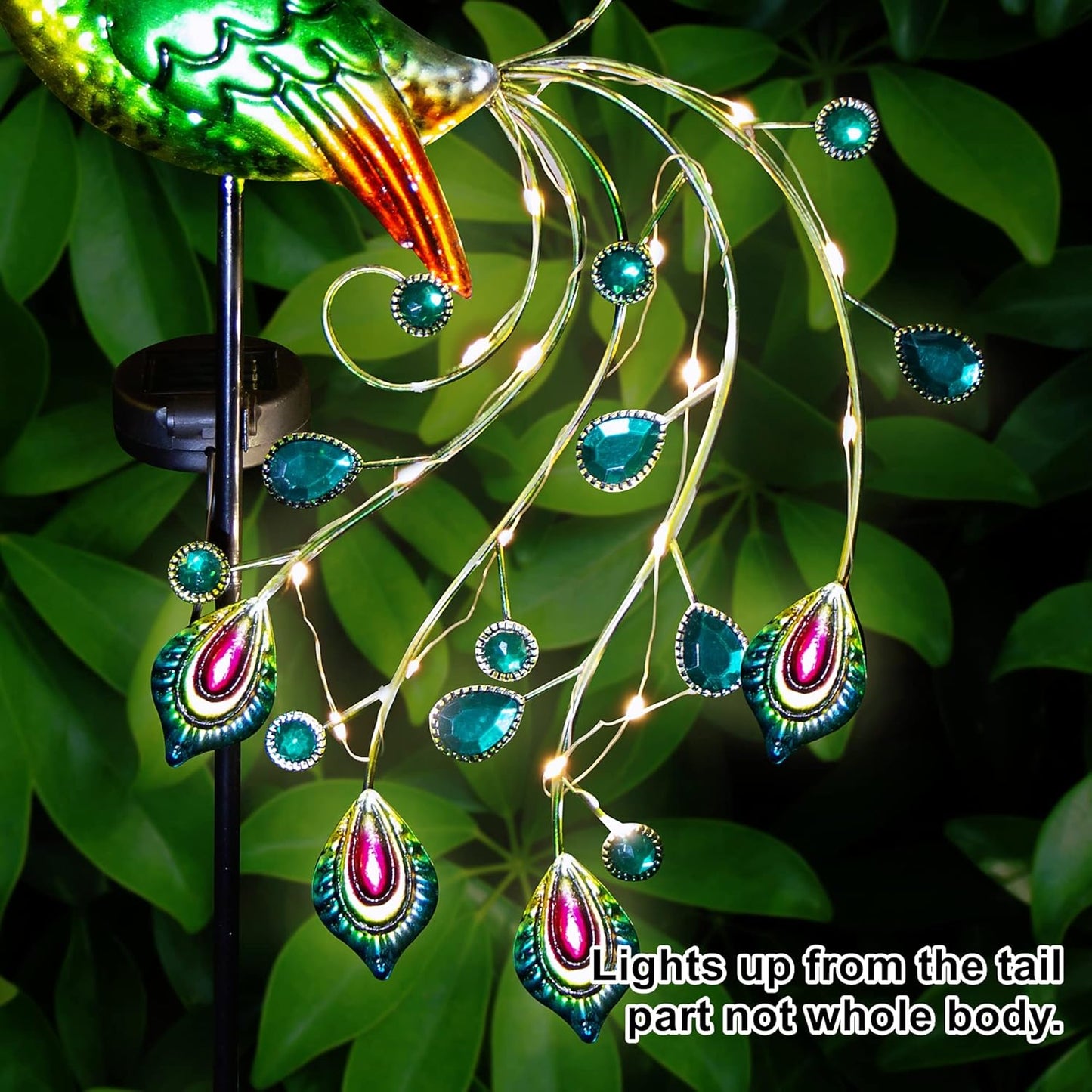 Glintoper Solar Garden Lights, 39 Inch Height Outdoor Metal Peacock De