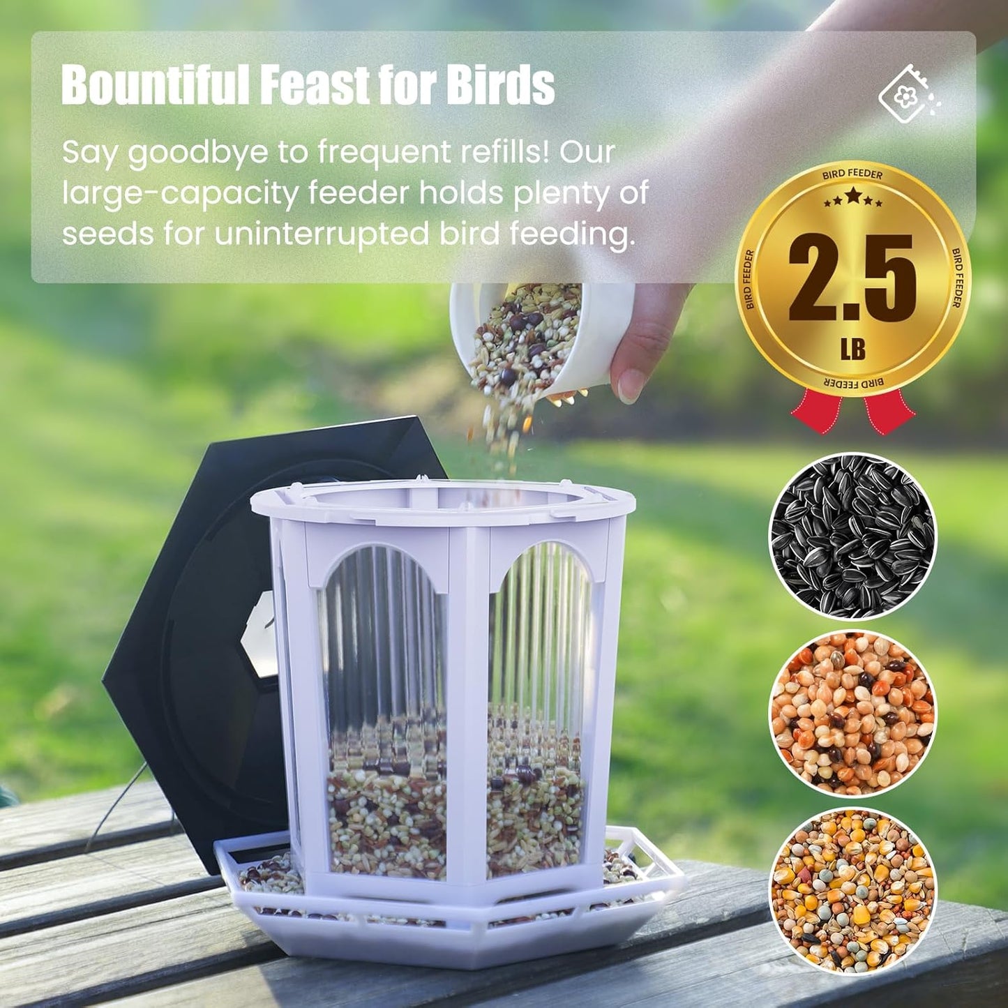 Hanging Bird Feeder for Outdoors, Wild Bird Feeders for Outside, Fits for Cardinals, Unique Bird Watching Gift, Standard White, Large Size(1Pcs)