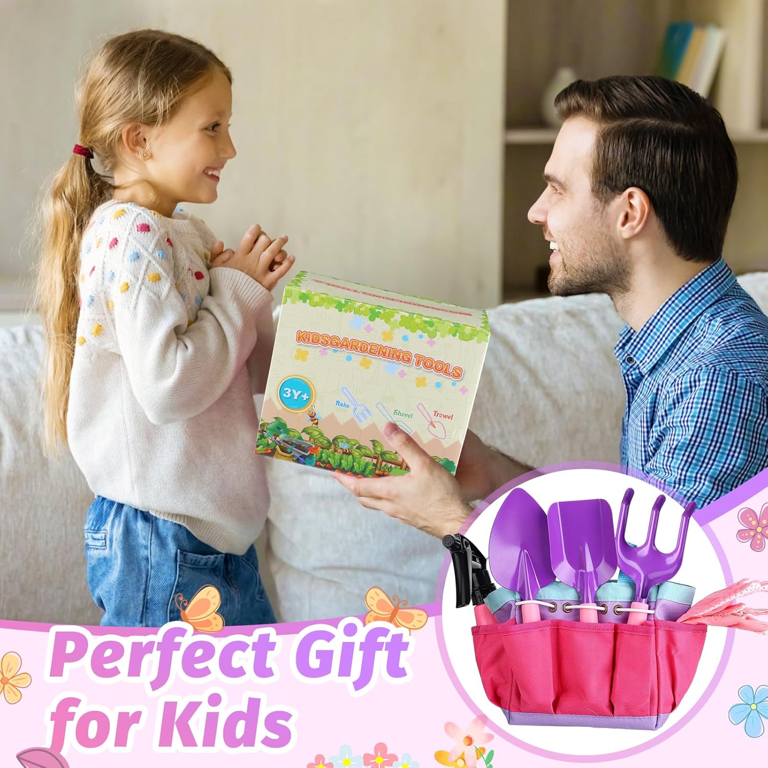 Kids Gardening Tool Set - Garden Tools for Kids with Shovel Trowel Rak