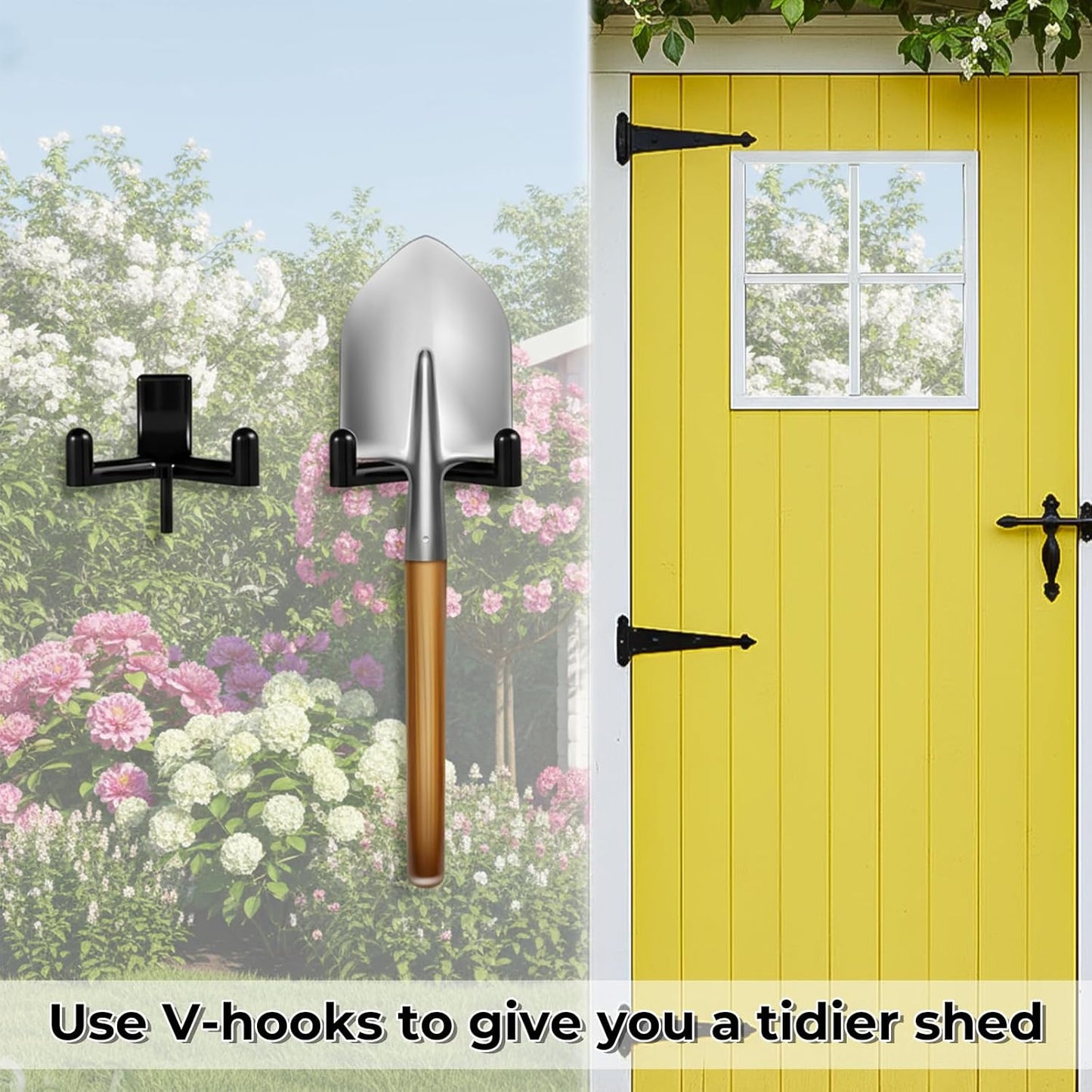 10 Pcs Tool Hooks Compatible with Plastic Shed Hanger, ABS V-Shaped Shed Hooks Multi Purpose Power Tool Hangers Holder Organization for Garden Tools Saving Space
