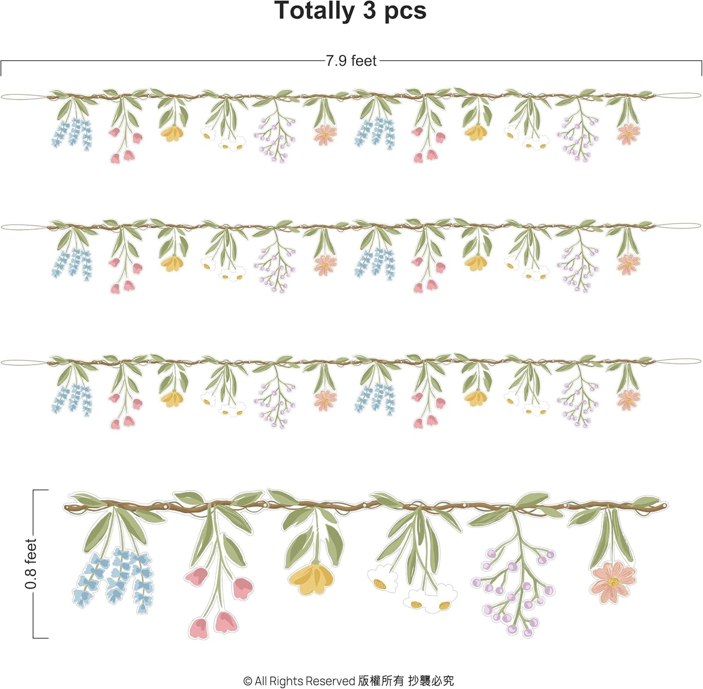 Cheerland Flower Banner Wildflower Garland Floral for Enchanted Garden Theme Wedding Wild One Birthday Baby Bloom Fairy Tale Tea Market Spring Easter Supplies Woodland Cottagecore Party Decorations