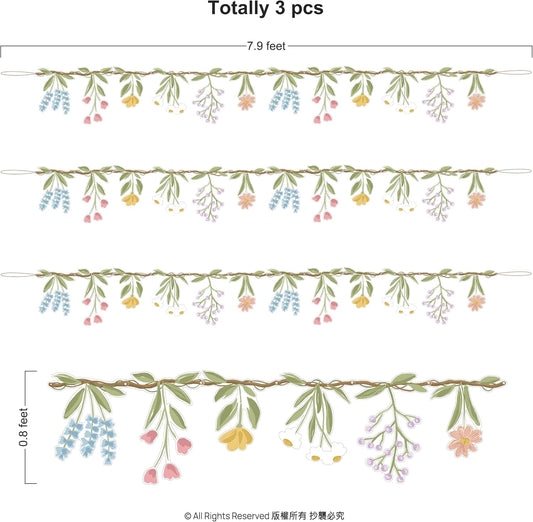 Cheerland Flower Banner Wildflower Garland Floral for Enchanted Garden Theme Wedding Wild One Birthday Baby Bloom Fairy Tale Tea Market Spring Easter Supplies Woodland Cottagecore Party Decorations