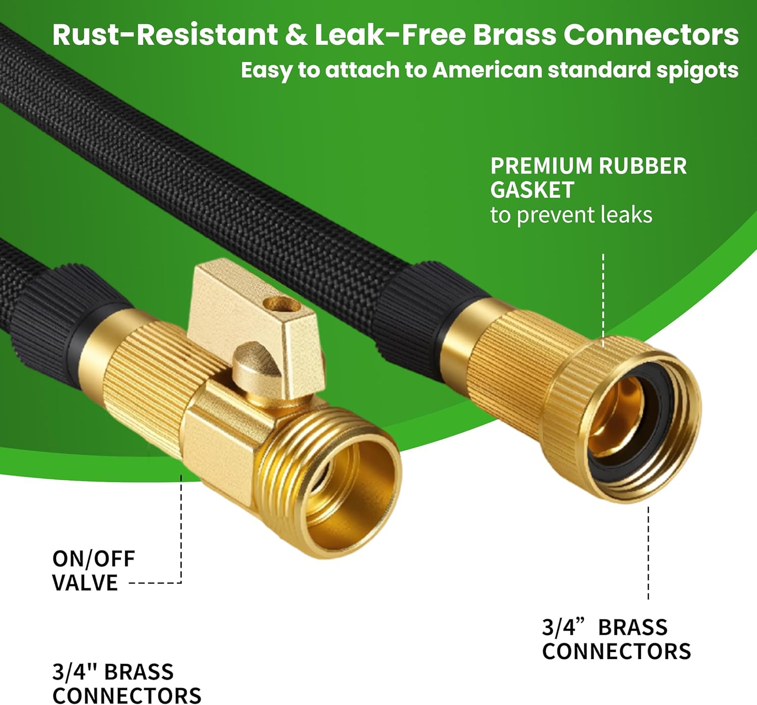 100ft Garden Hose – Lightweight & Flexible Water Hose, Leak-Proof Fabr
