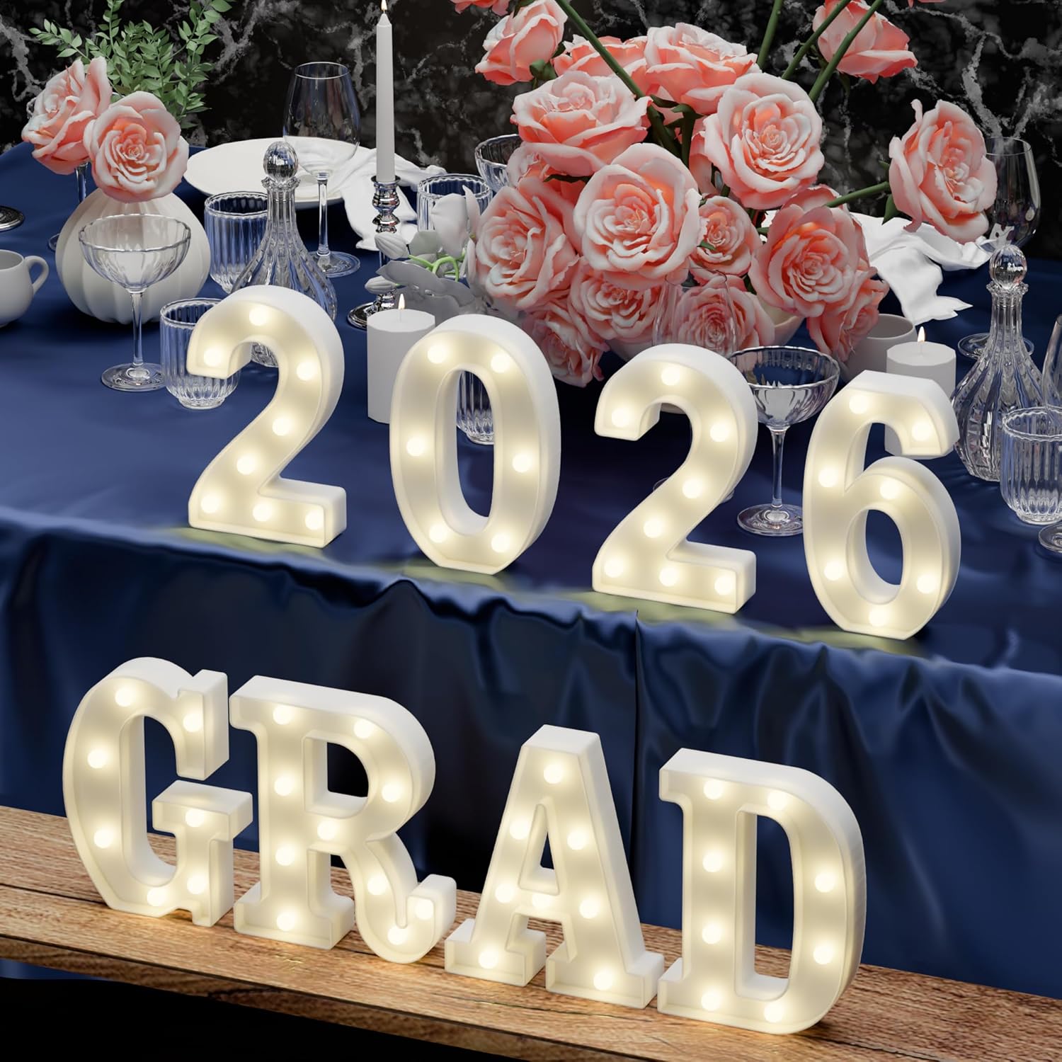 Graduation Decorations 2026-8 LED Long Marquee Light Up Letters 'Grad 