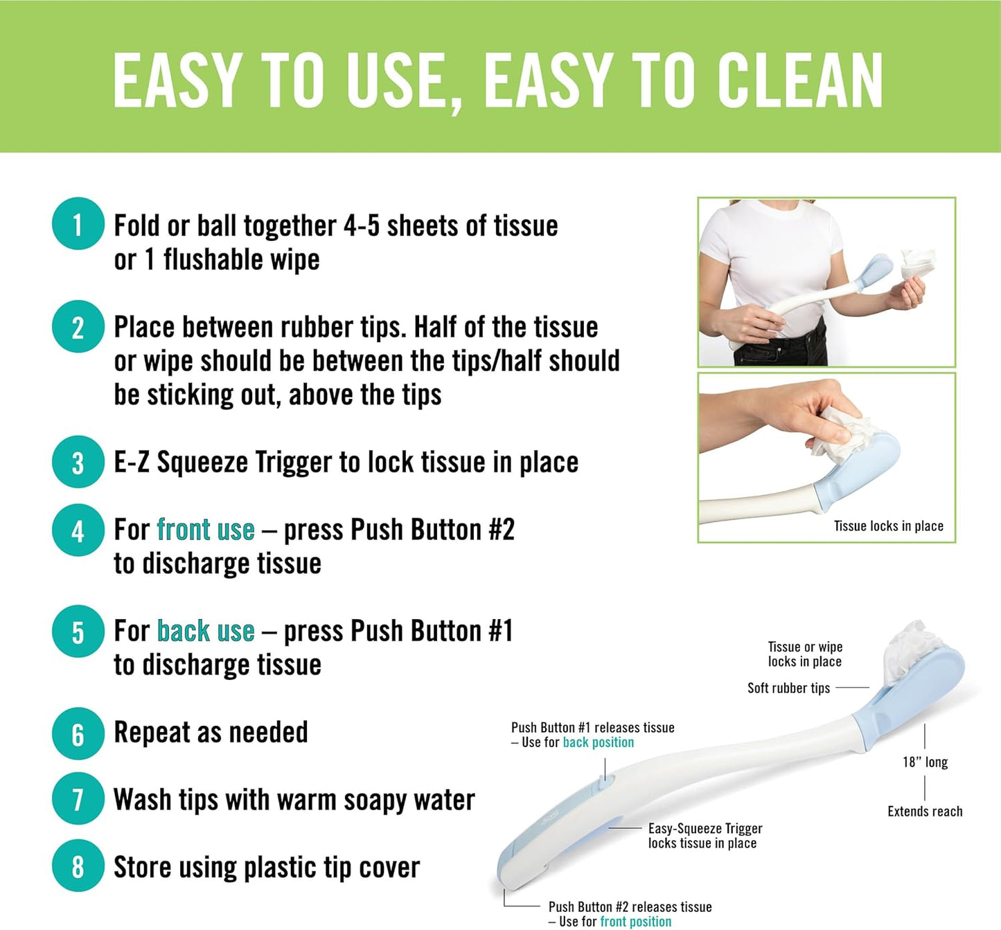 Juvo Toilet Aid - Personal Bottom Wiping Tool, Bathroom Mobility Aid f