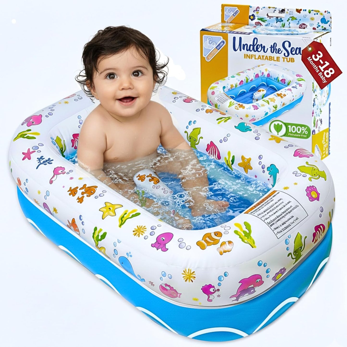 Mommy's Helper | Inflatable Under The Sea Baby Bathtub, Collapsible Sa