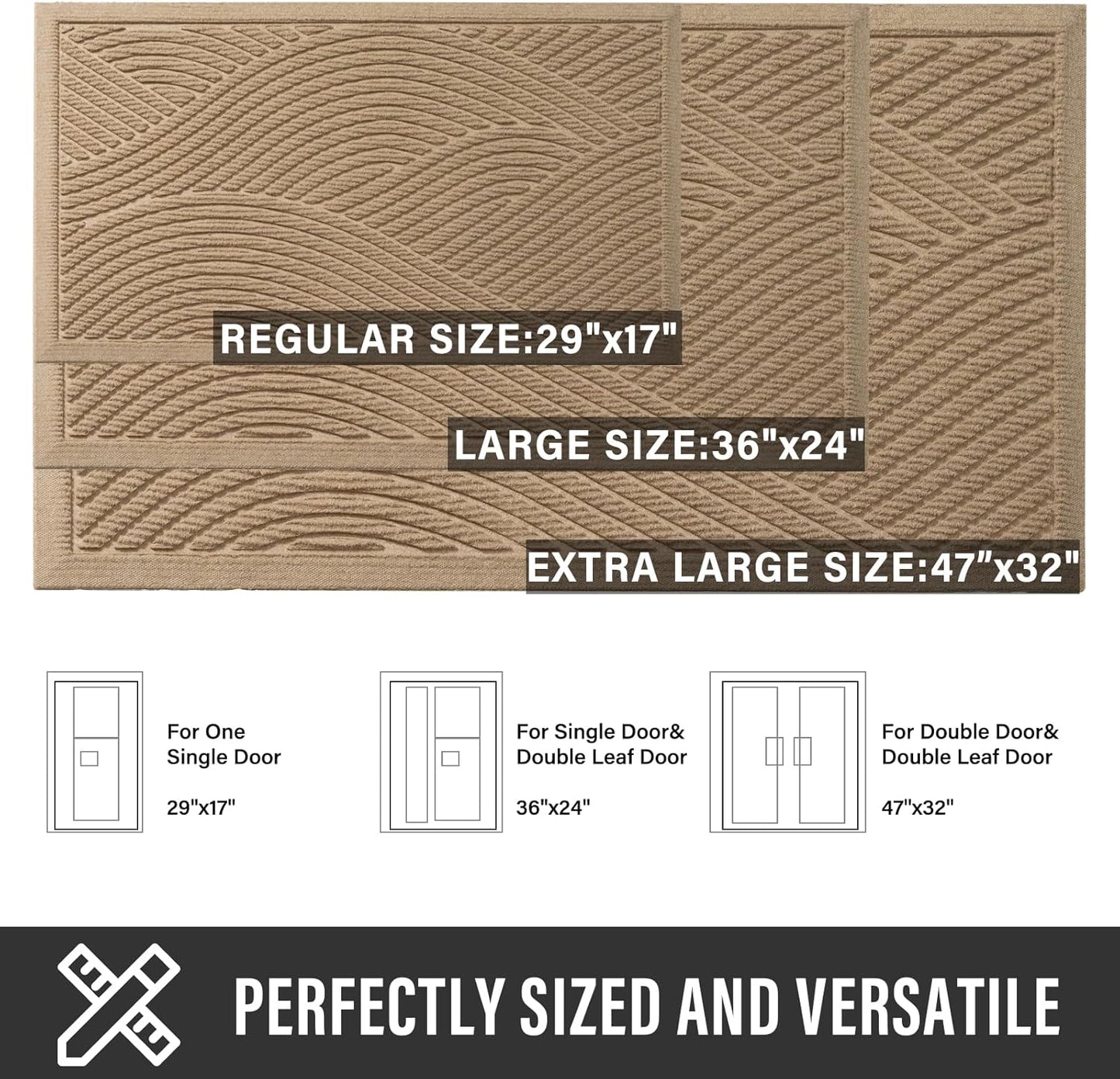 Sturdy Front Door Mat, Absorbent Muddy Dirt Resist Welcome Door Mats O
