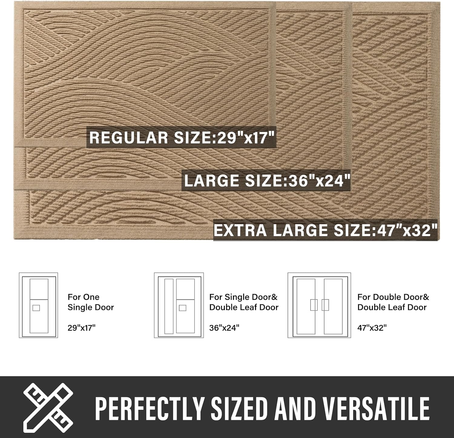 Sturdy Front Door Mat, Absorbent Muddy Dirt Resist Welcome Door Mats O