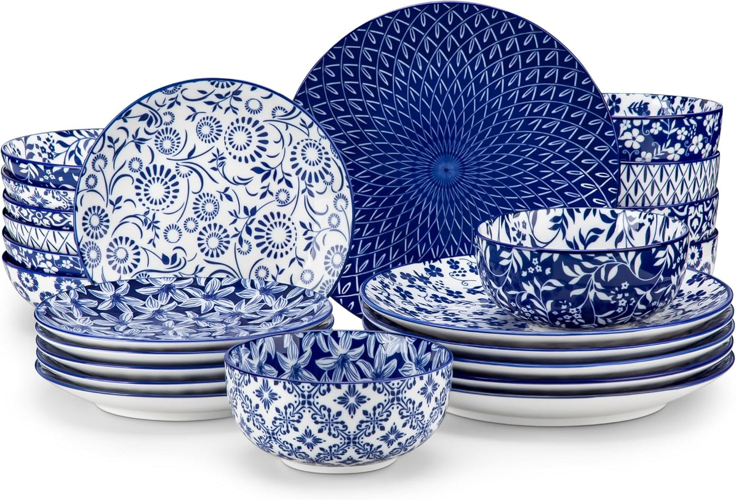 vancasso SELENE Plates and Bowls Set for 6, 24 Pieces Dinnerware Sets,