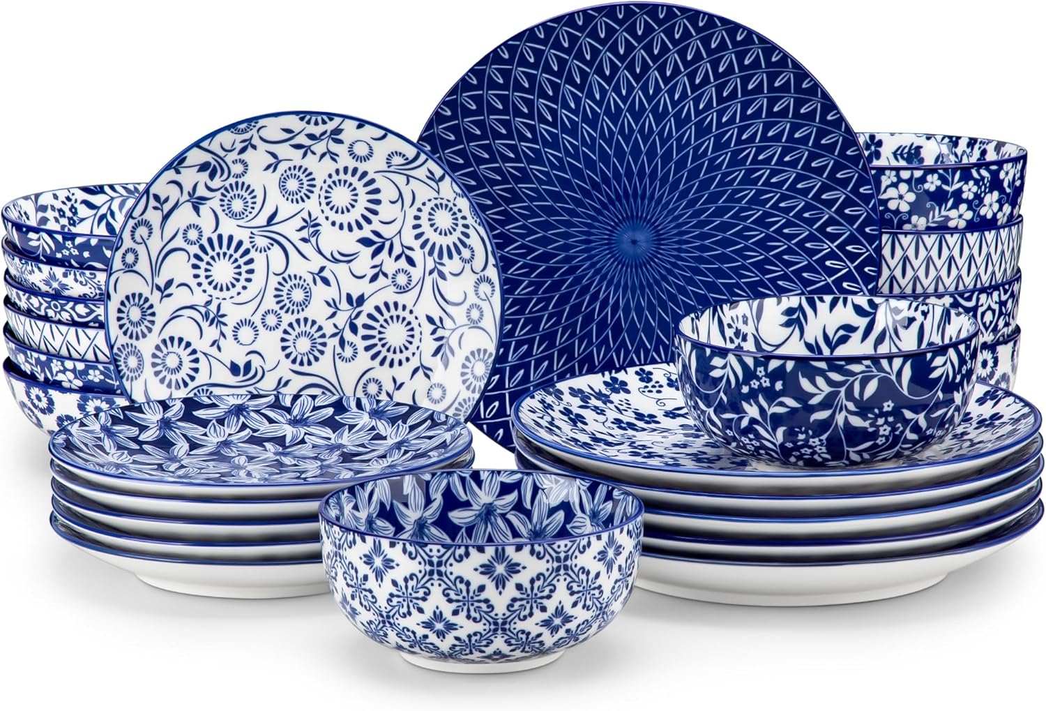 vancasso SELENE Plates and Bowls Set for 6, 24 Pieces Dinnerware Sets,