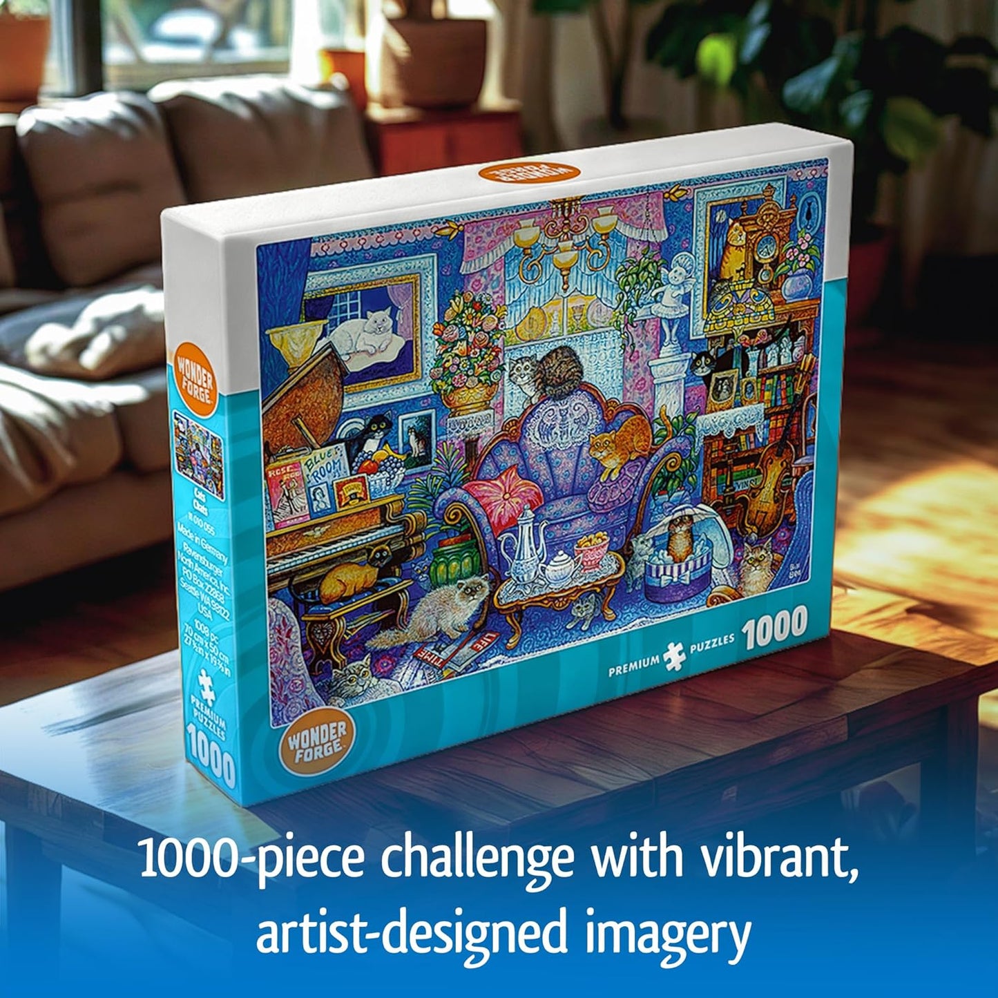 Wonder Forge Cats in The Blue Room 1000 Piece Jigsaw Puzzle for Adults