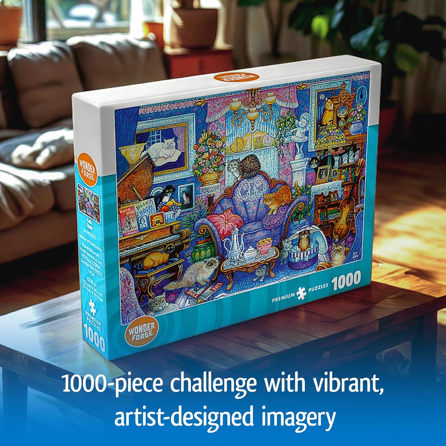 Wonder Forge Cats in The Blue Room 1000 Piece Jigsaw Puzzle for Adults
