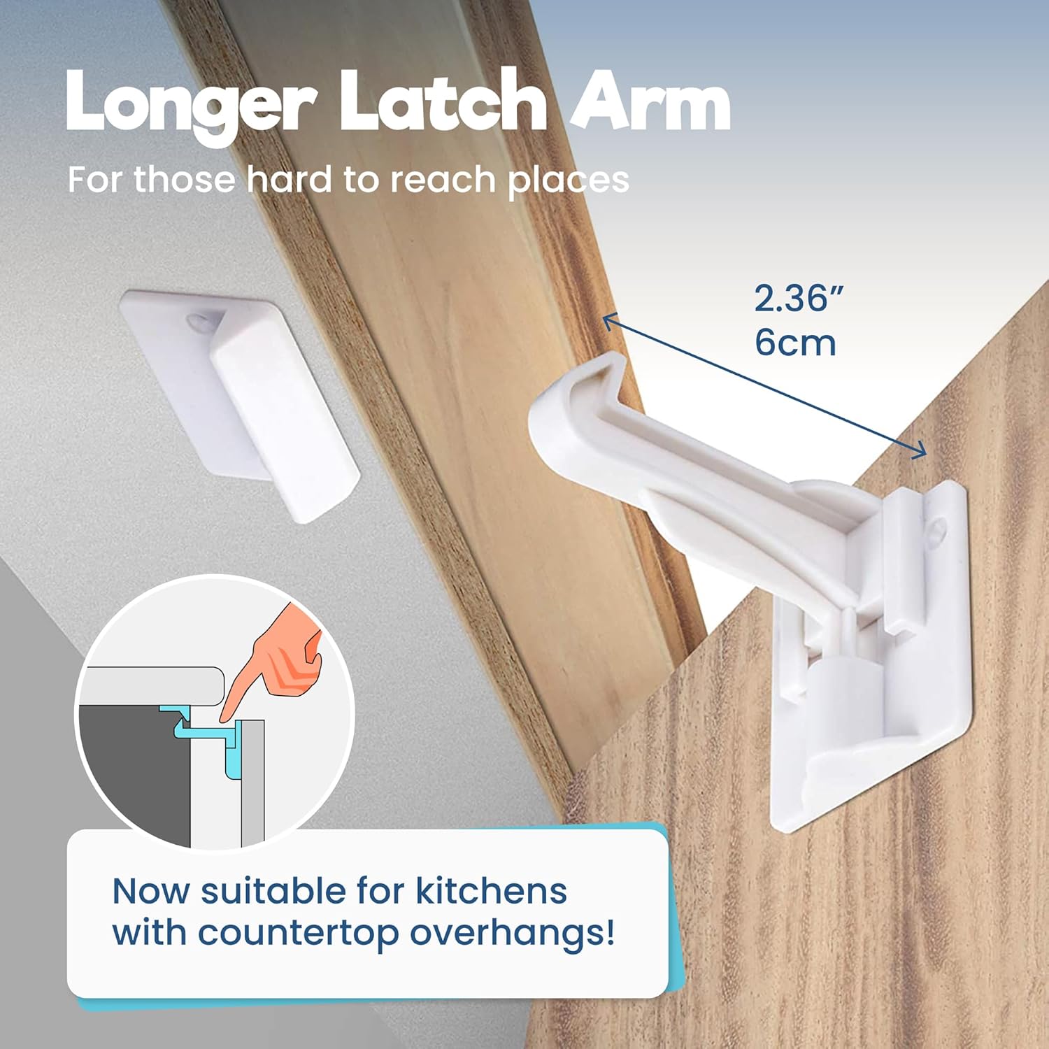 Upgraded Invisible Baby Proofing Cabinet Latch Locks (10 Pack) - No Dr