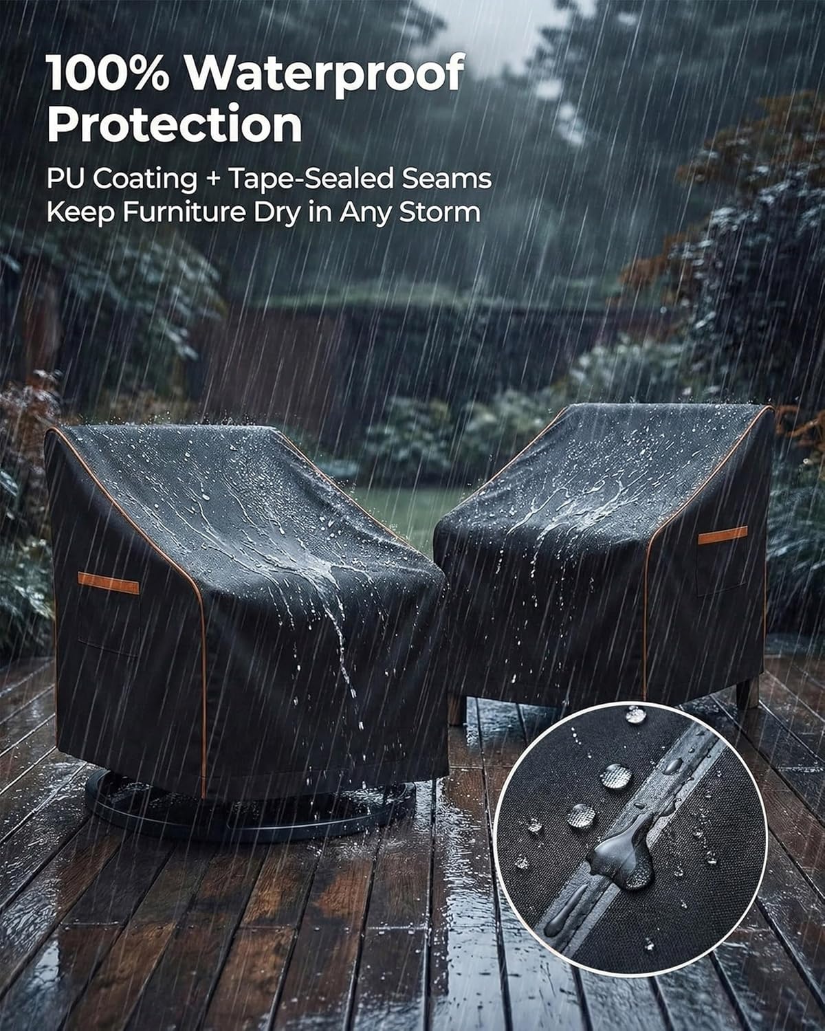 Outdoor Waterproof Patio Chair Covers, Heavy Duty Oxford Coating Weath