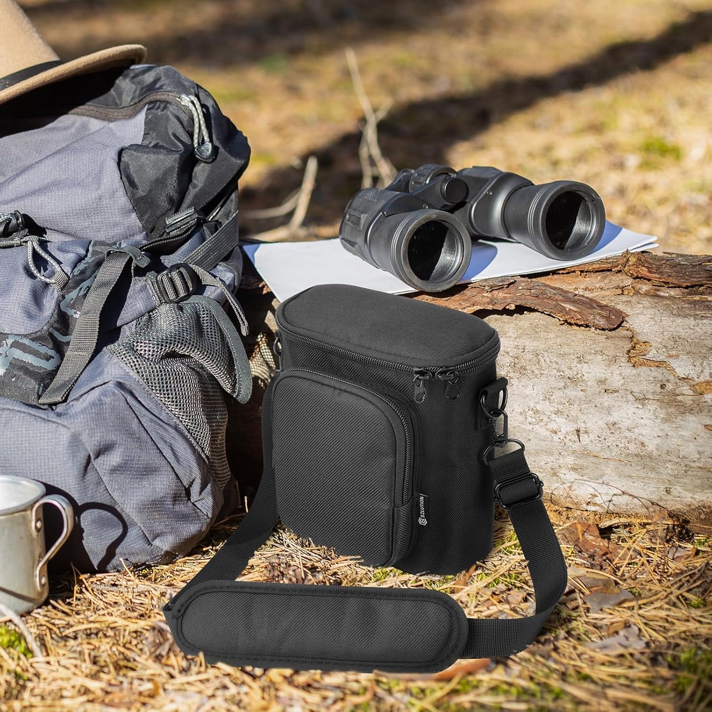Travel Protective Case for NIKON Monarch M5 M7 8x42 Binocular, Durable Fabric Storage Bag with Shoulder Strap Compatible with Nikon PROSTAFF P3 8x42 10x42 Binocular, Black (Case Only)