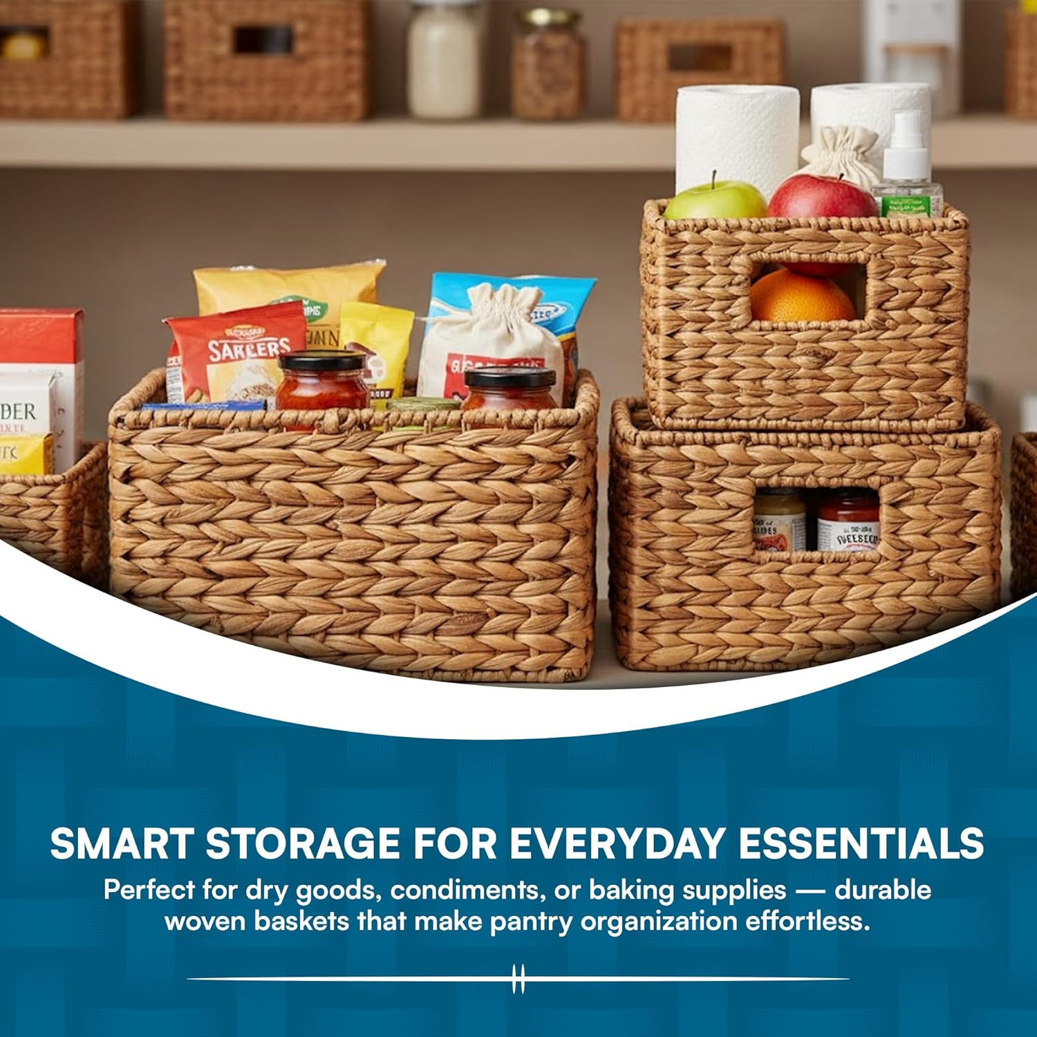 Honey-Can-Do Banana Leaf Storage Baskets –Water Hyacinth Woven Basket,