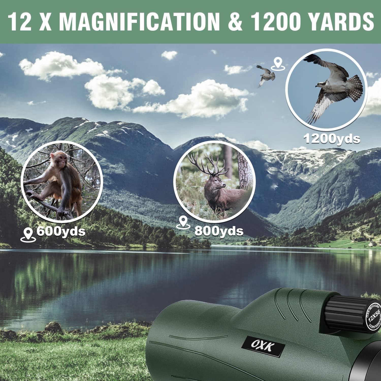 12x56 High Power Monocular Telescope for Adults | Comes with Smartphon