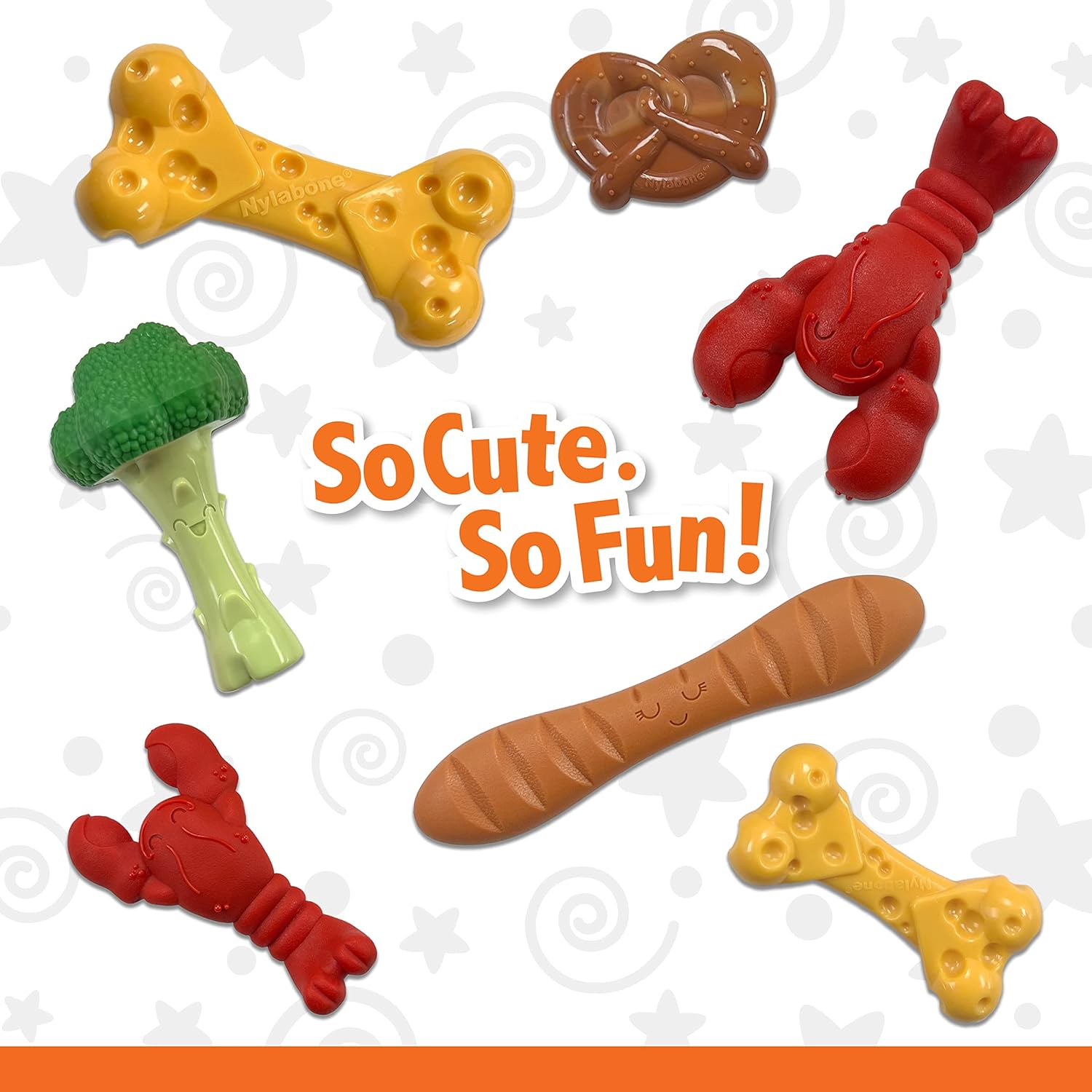Nylabone Cheese Bone Power Chew Toy for Dogs, Cute Dog Toys for Aggres