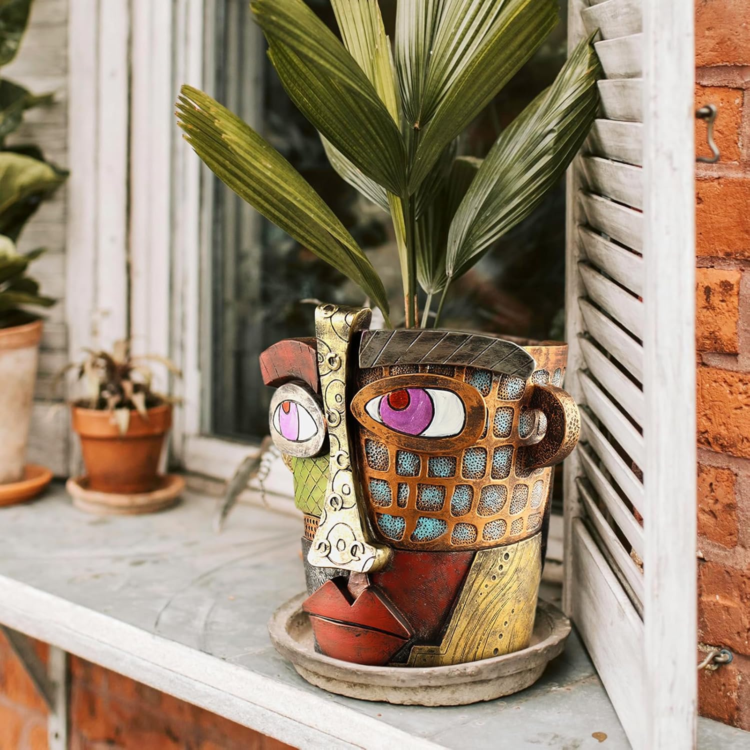 Abstract Face Planters Pots Head,Unique Head Planter for Indoor Plants