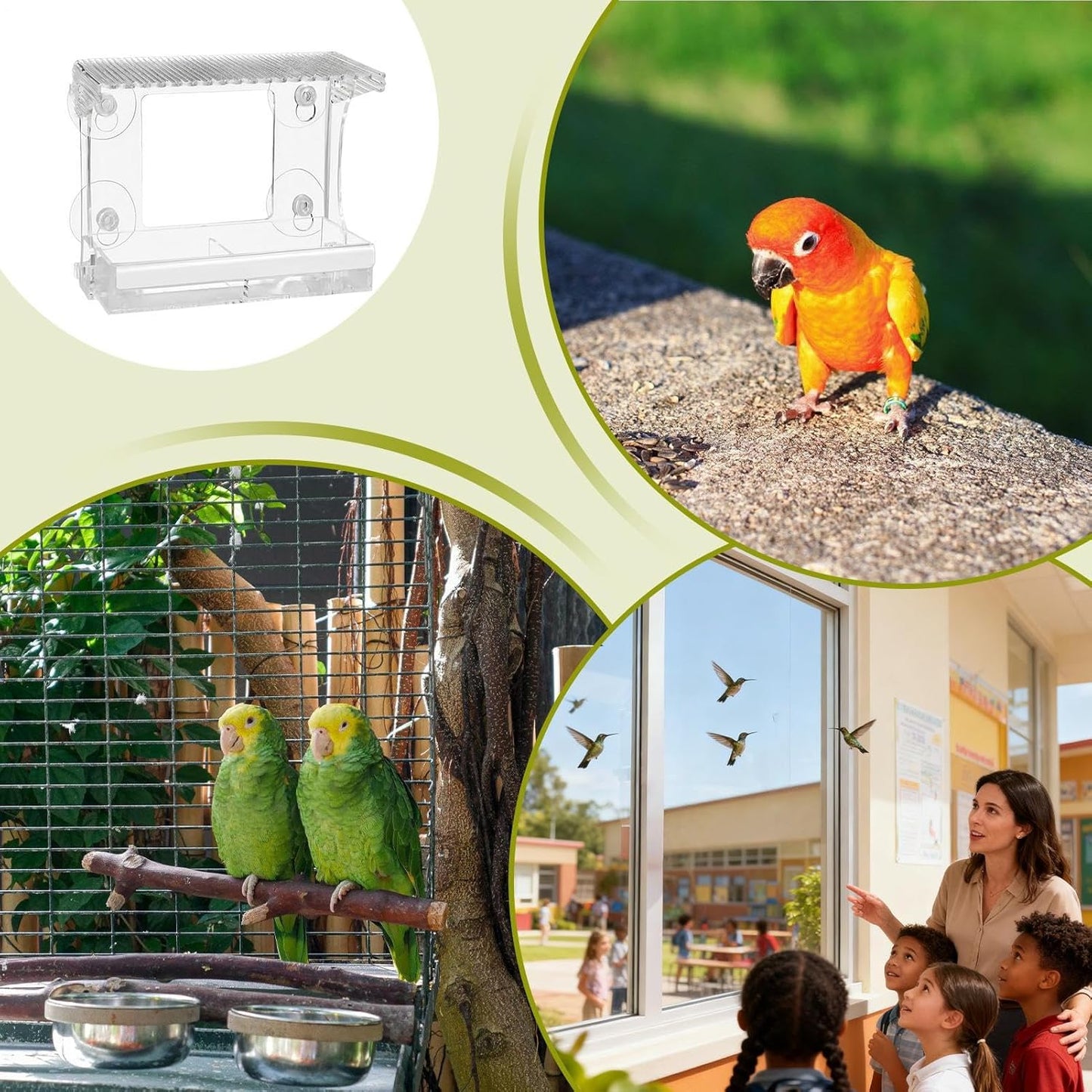 Bird Feeder, Acrylic Windproof Outdoor Window Feeder with Detachable Tray for Hummingbird, Wild Finch, Garden, Yard, Patio, Porch, Balcony, Family Viewing