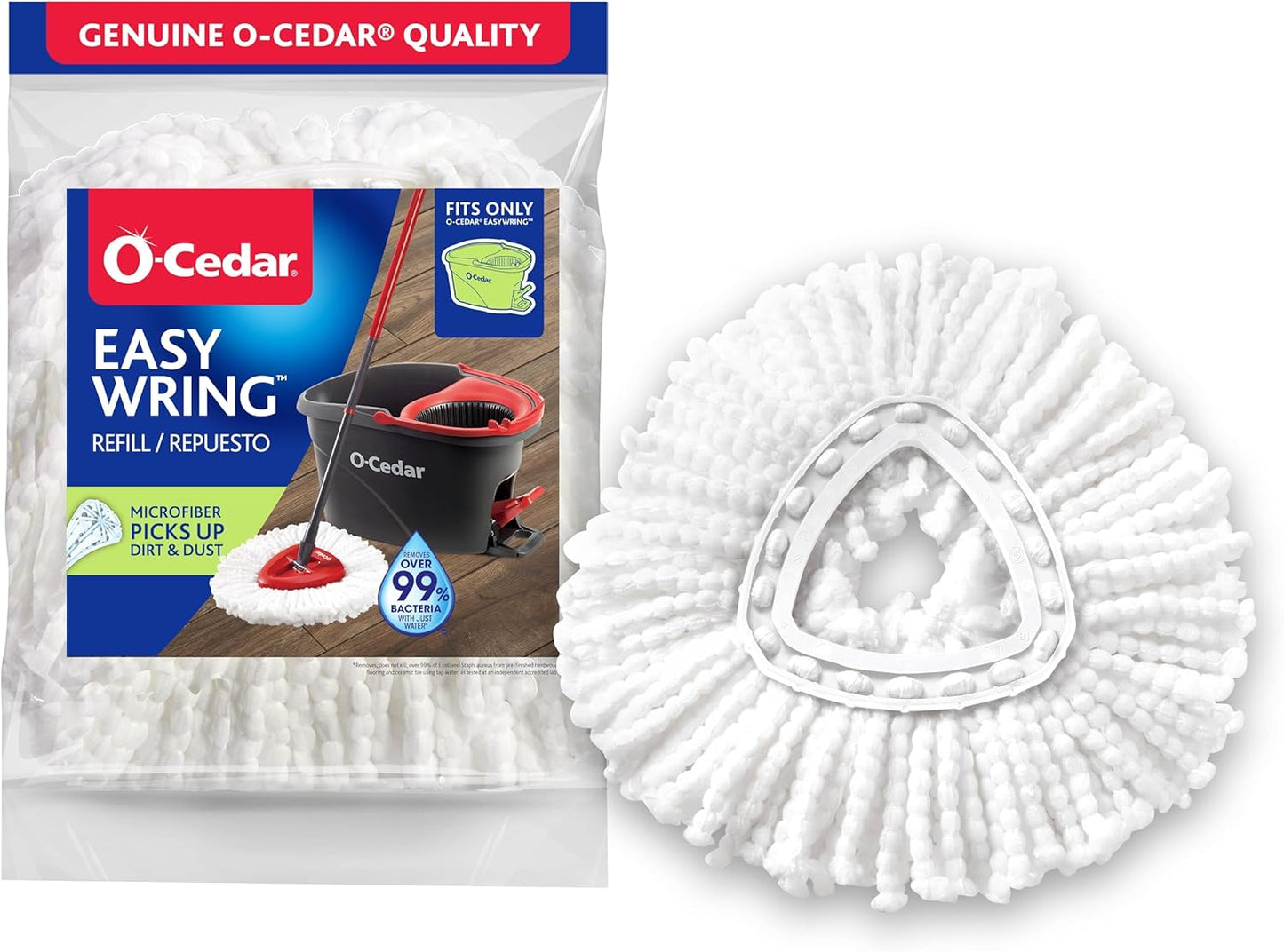 O-Cedar EasyWring 스핀 대걸레 극세사 리필, 화이트 포장은 다를 수 있음