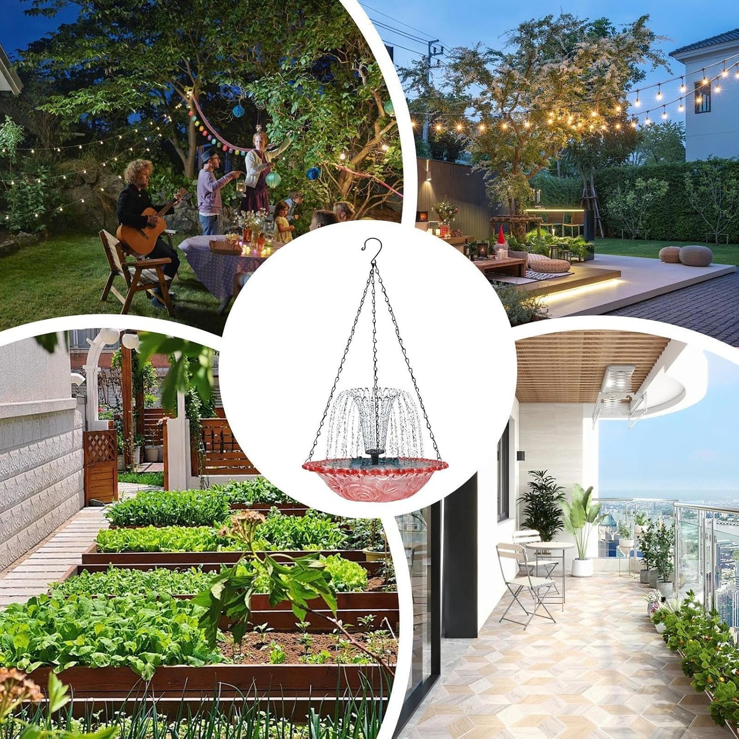 Decorative Garden Fountain - Artistic Bird Feeder | Sunlight Capturing Basin for Parakeets, Charming Courtyard Bowl for Hummingbirds, Elegant Patio Stand for Parrots, Durable Balcony Accessory