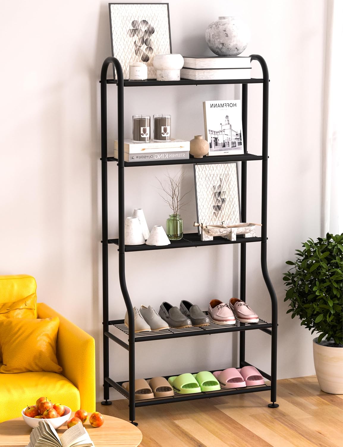 5-Tier Metal Plant Stand Indoor Outdoor, Waterproof Flower Stand for M