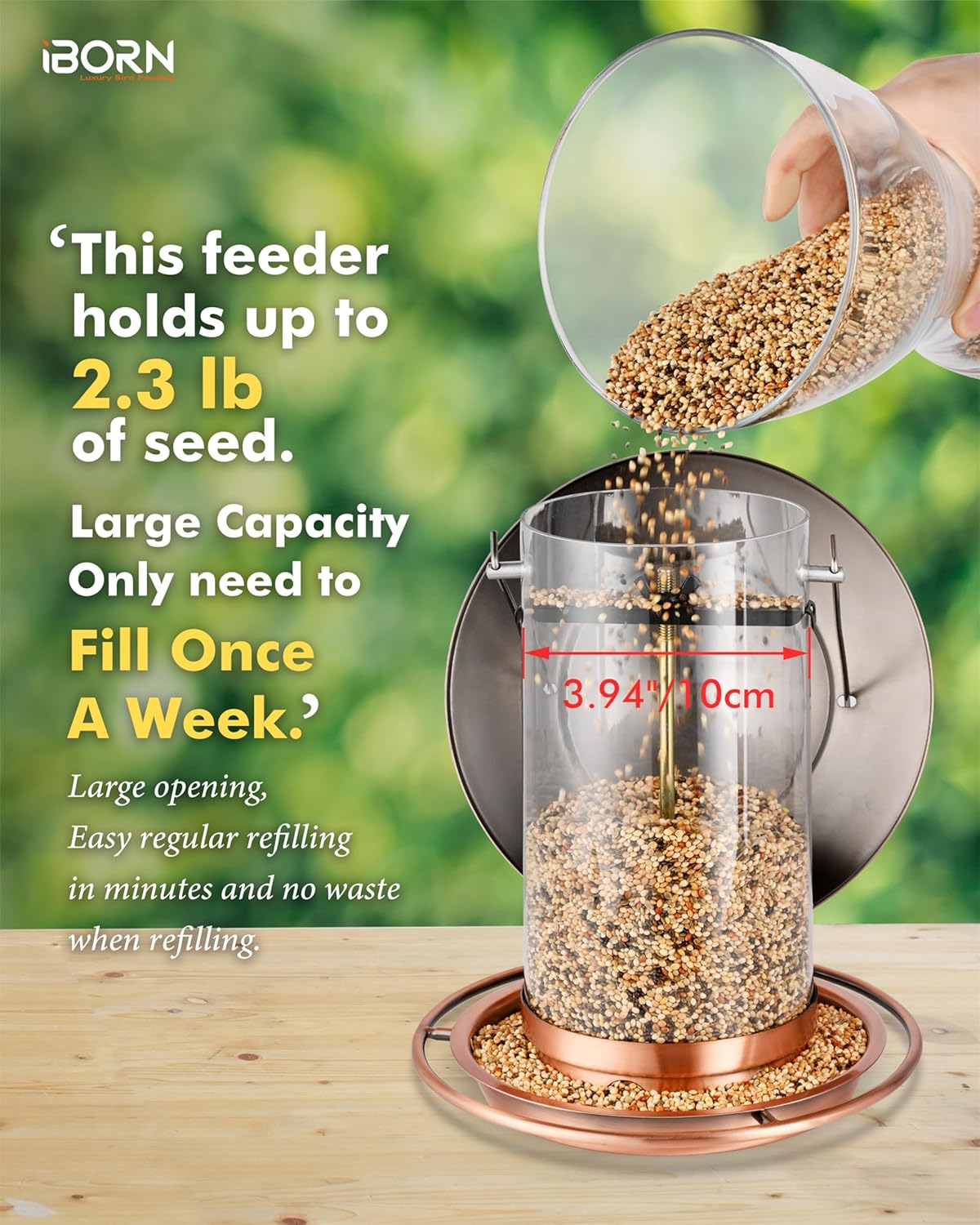 iBorn Bird Feeders for Outdoors Hanging,Metal Bird Feeders for Cardina