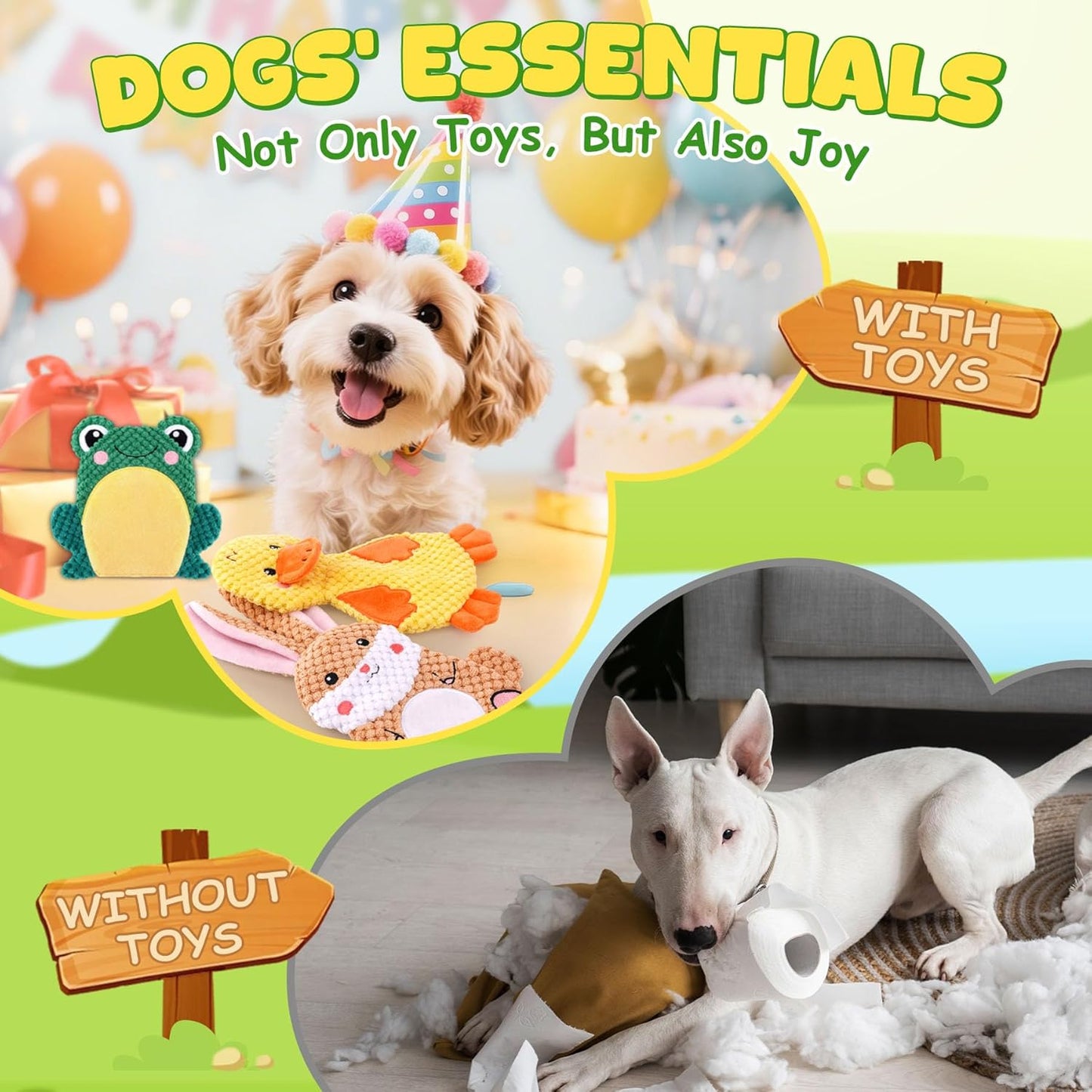 XIUGOAL Dog Toys to Keep Them Busy, 3 Pack No Stuffing Interactive Dog