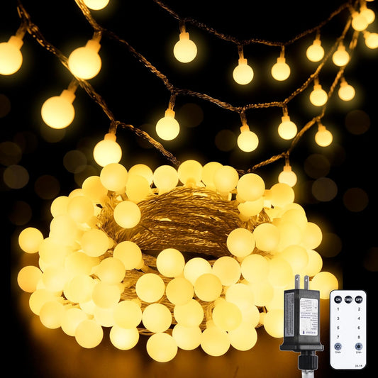 JMEXSUSS 100 LED Connectable Globe String Lights Indoor Bedroom, 33ft 