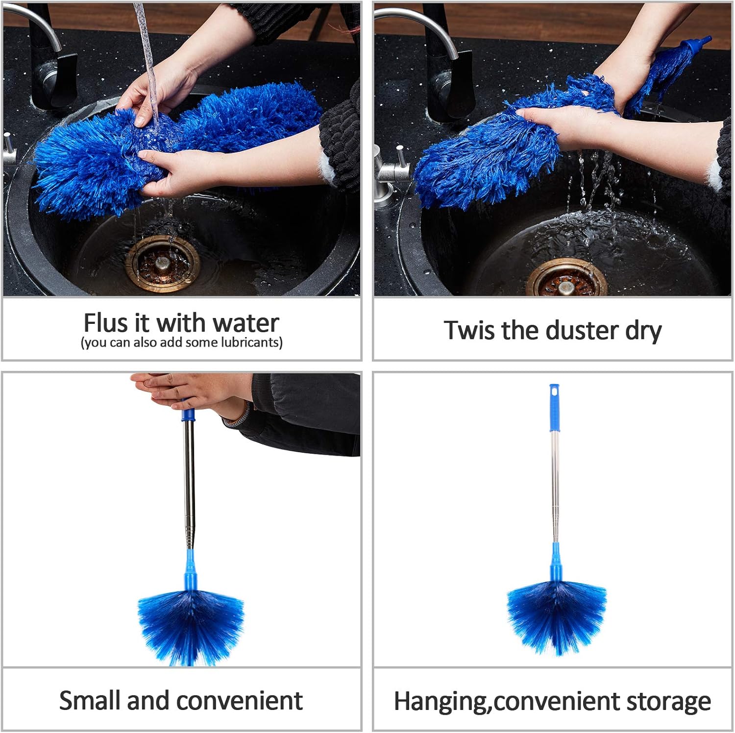 Cobweb Duster with Extension Pole, Washable Cleaning Duster Kit with 2
